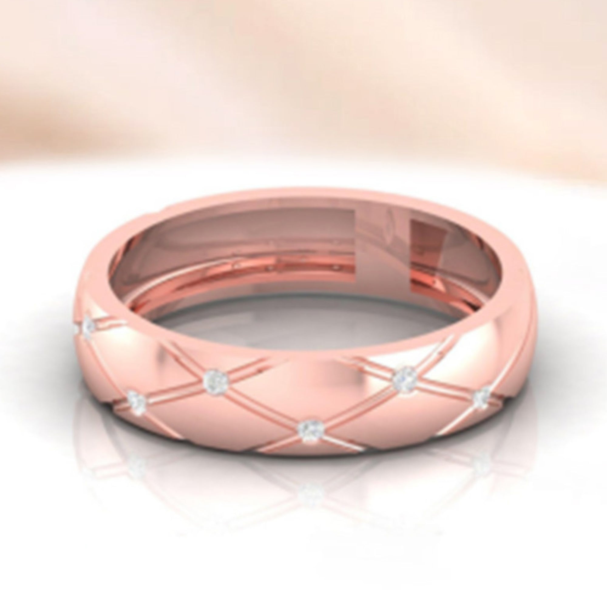 Rose Gold Diamond Band for Couple