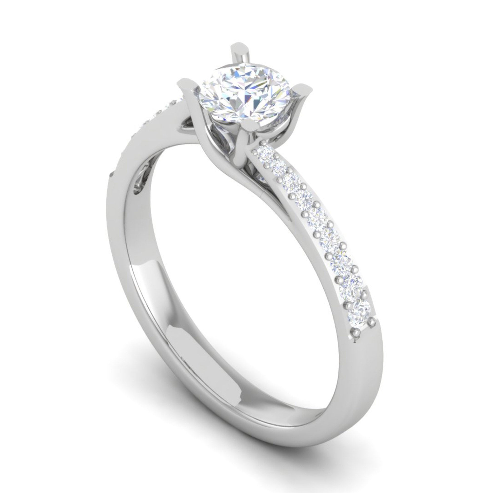 Bypass Engagement Ring in Sterling Silver