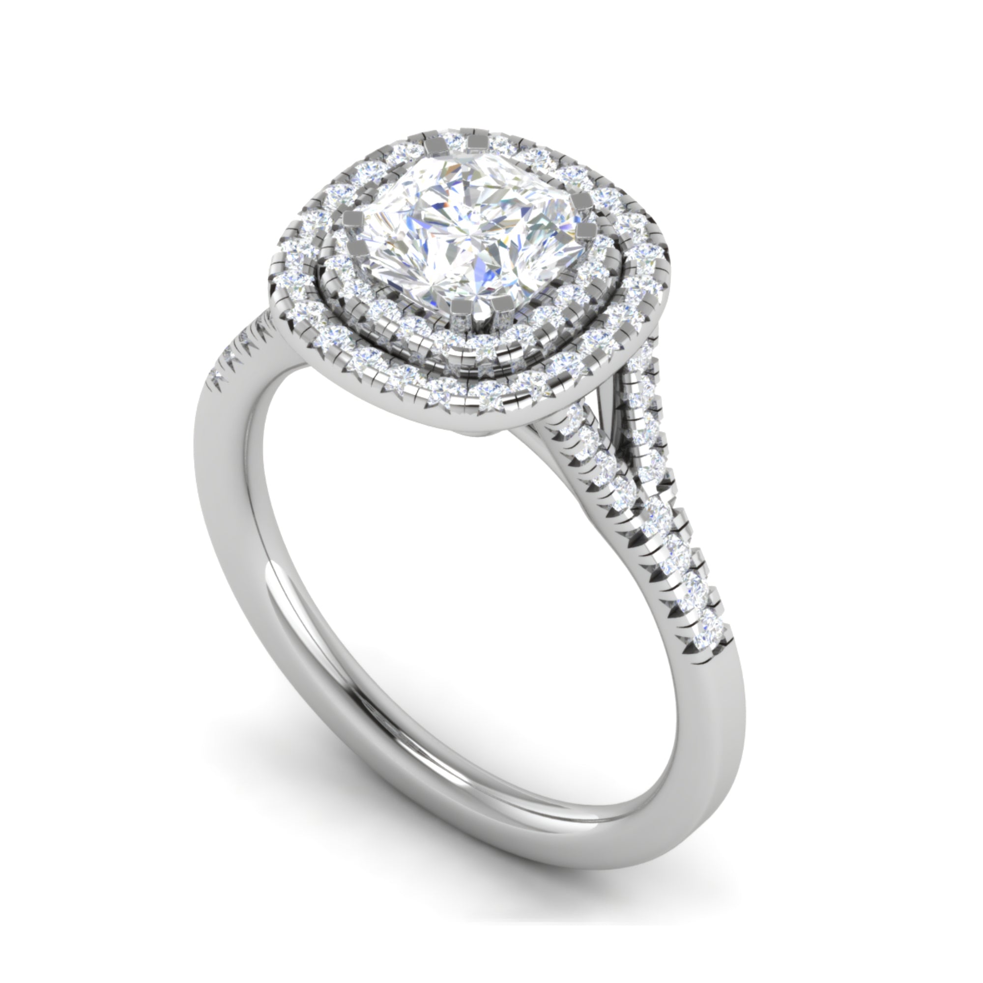 Double Halo Engagement Diamond Ring
