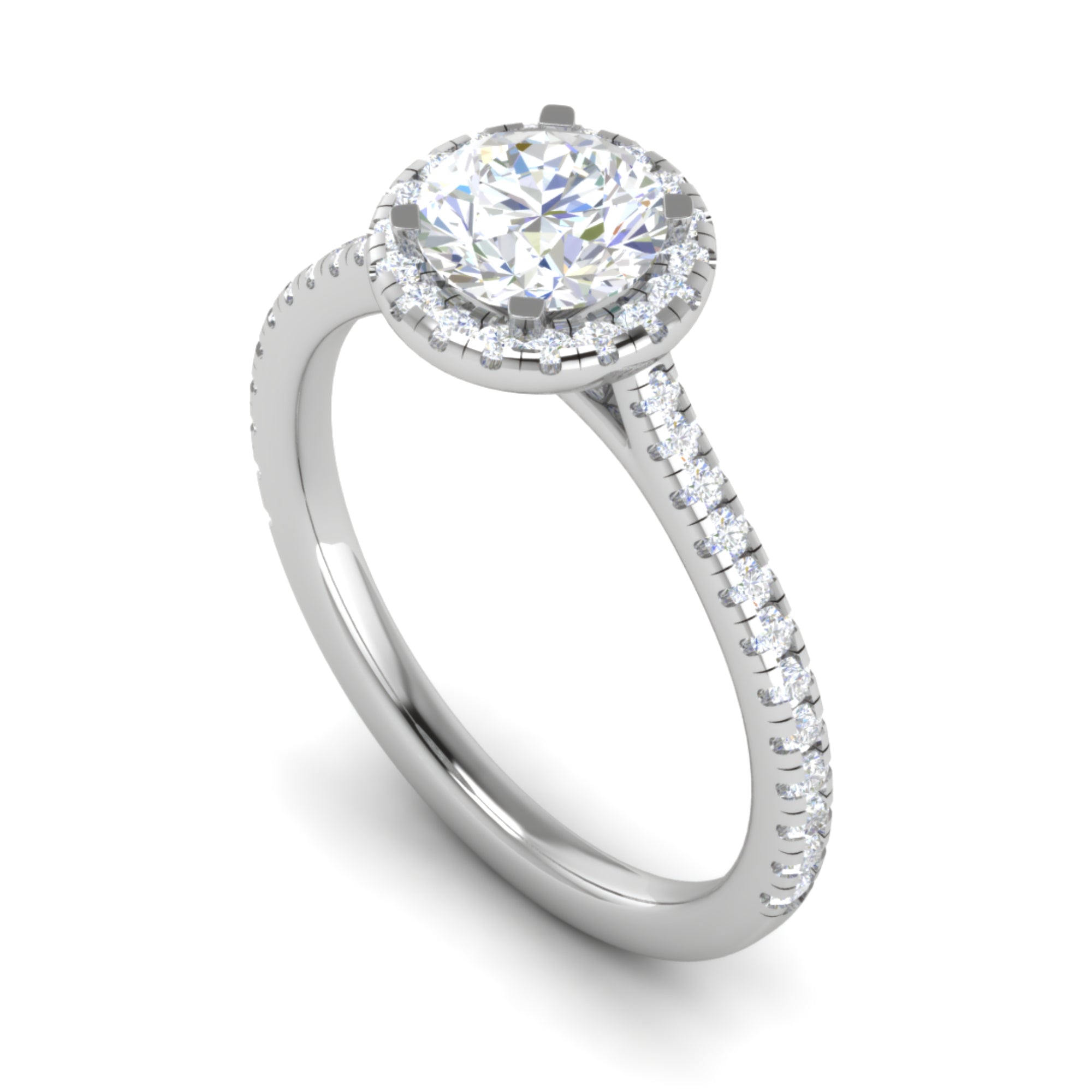 Round Halo Solitaire Ring