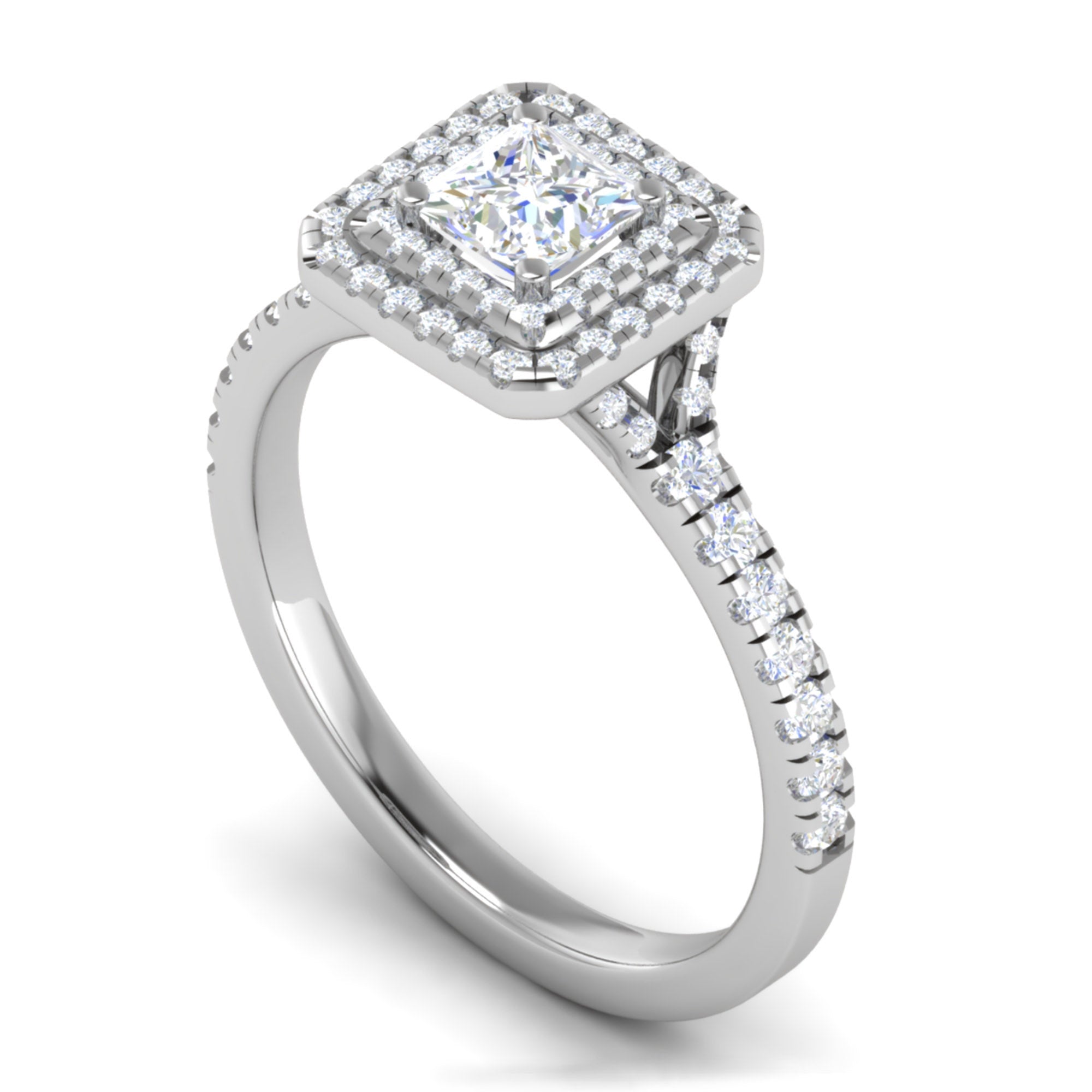 Princess Cut Halo Diamond Ring