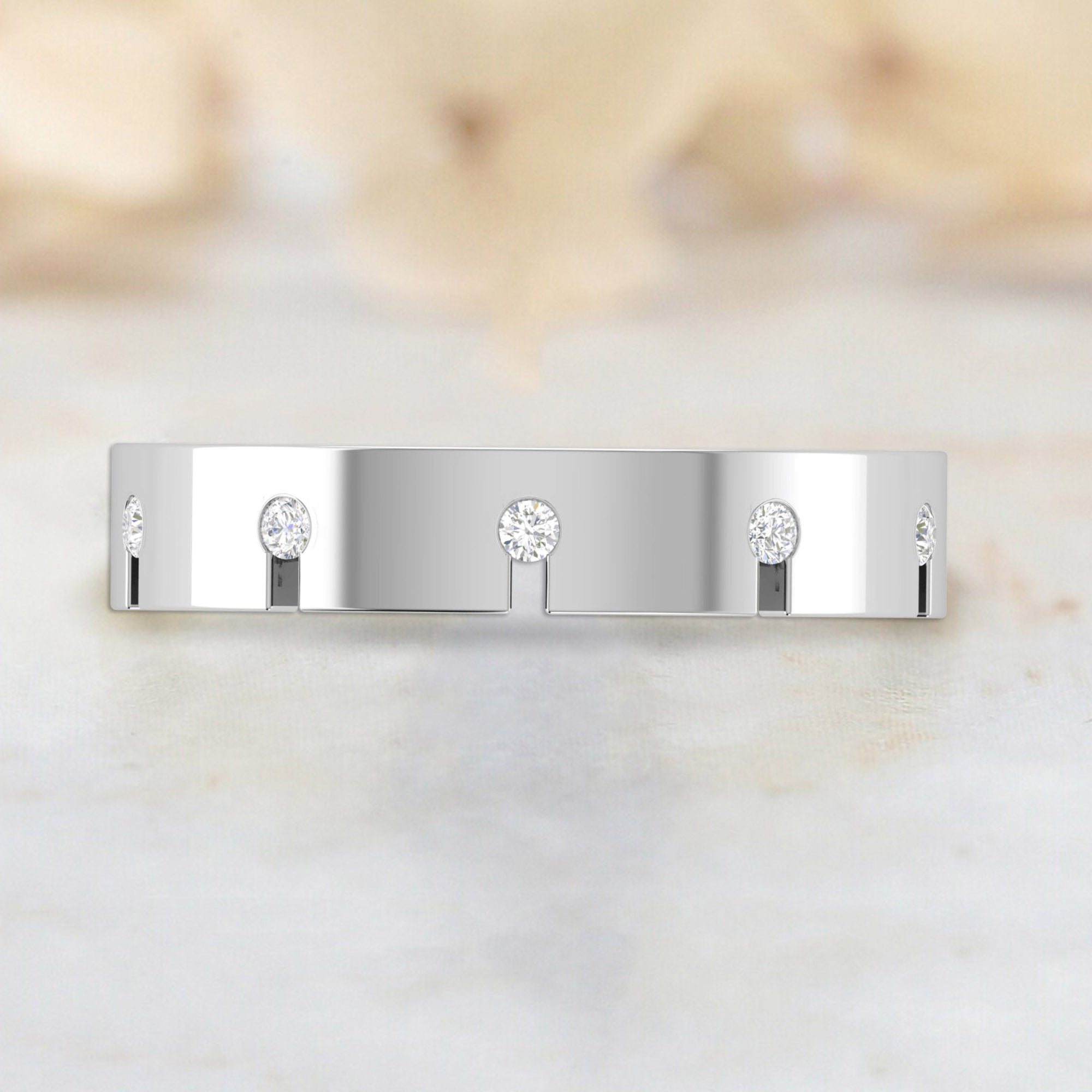 Adjustable Silver White Gold Stunning Diamond-Studded Band For Couple