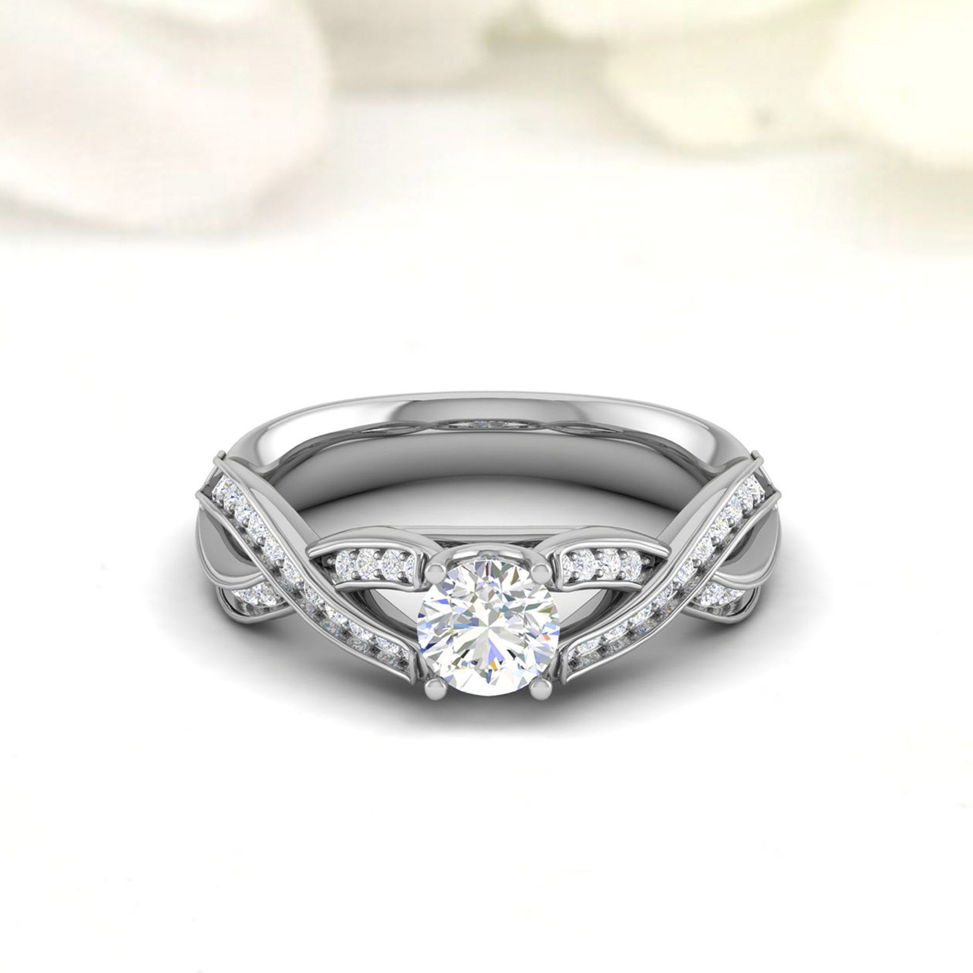 White Gold Plating Crisscross Ring