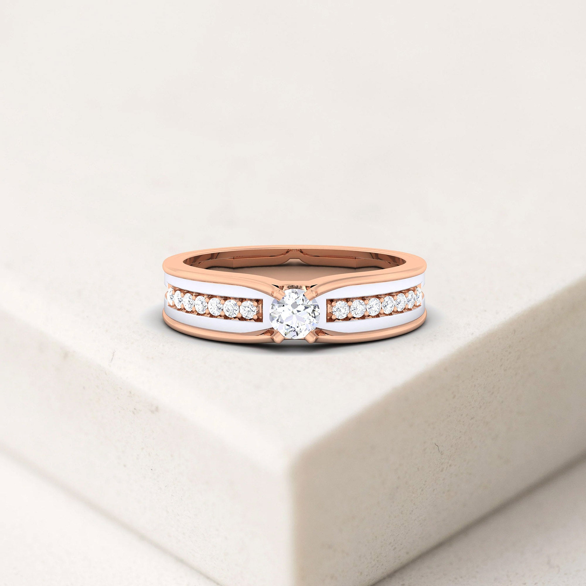 Adjustable Pave Silver Rose Gold Dual Tone Band