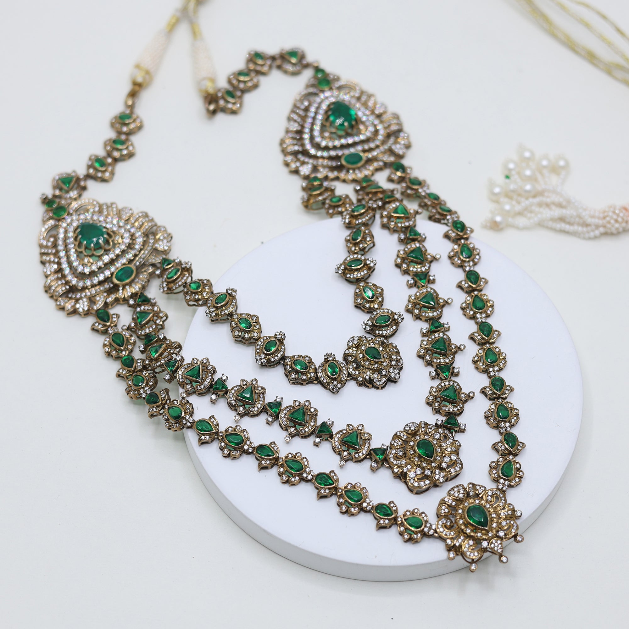 Royal Emerald Triple Layer Necklace