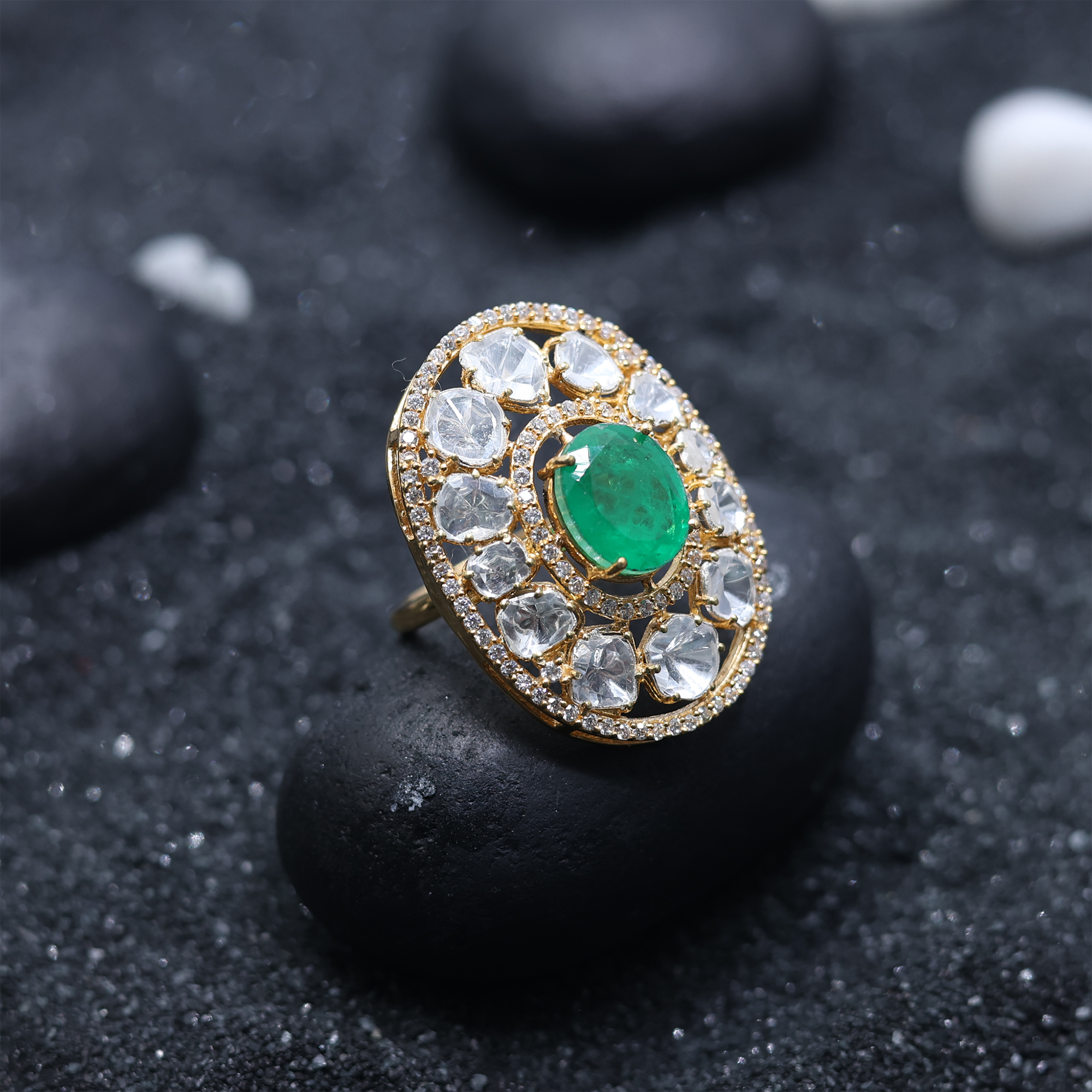 Emerald Polki Gleam Ring
