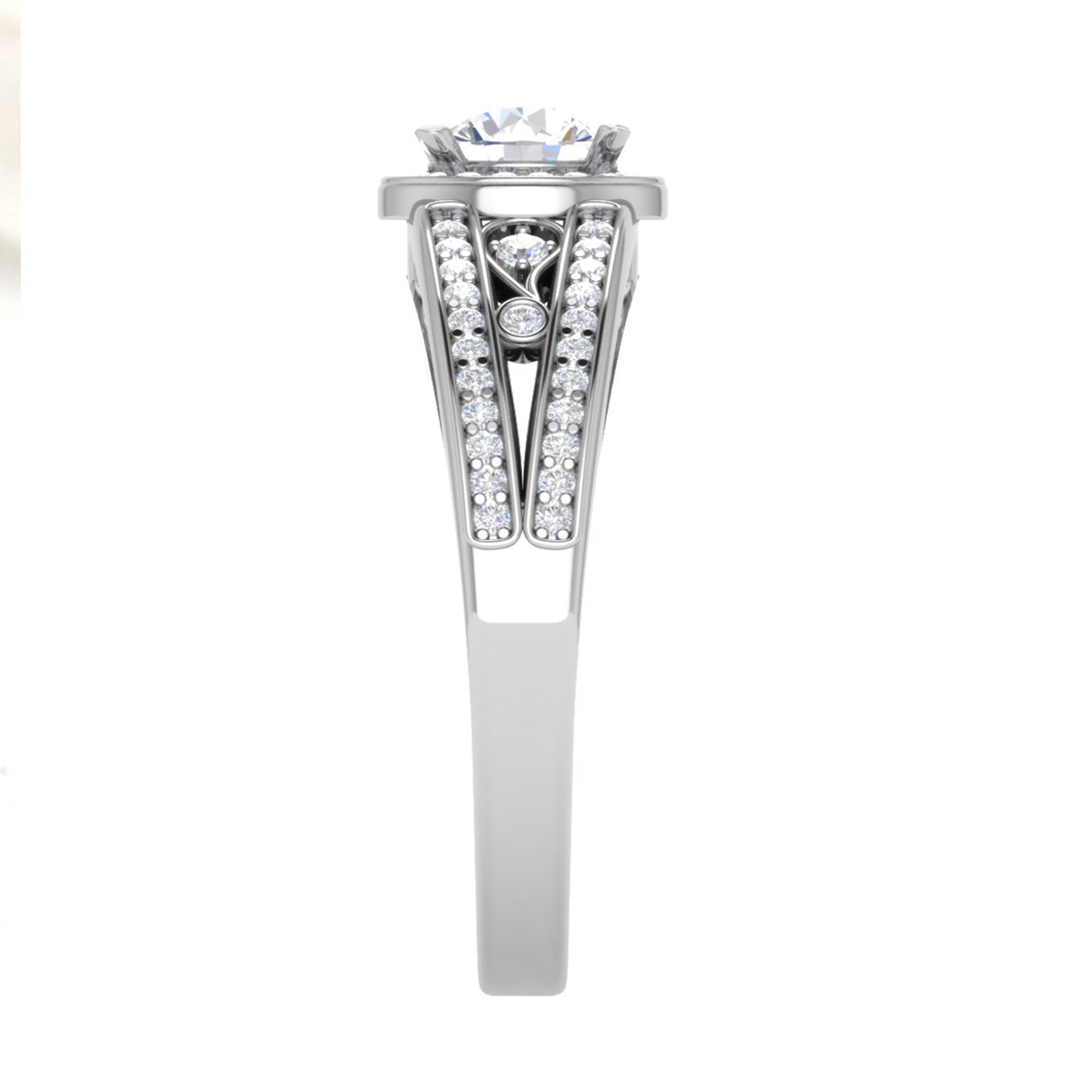 Round Diamond Halo Engagement Ring