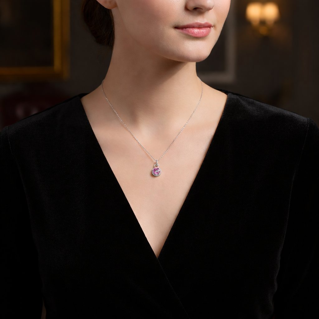 Timeless Ruby Halo Lock Pendant