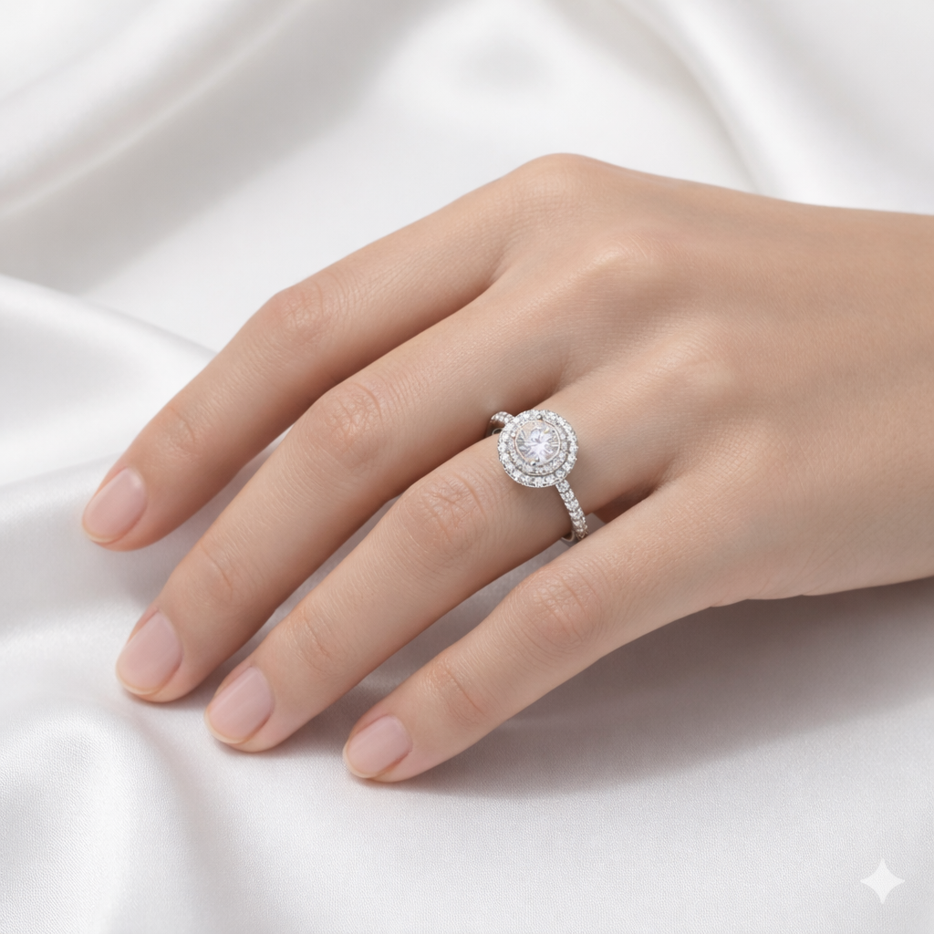 Round Cut Halo Wedding Ring