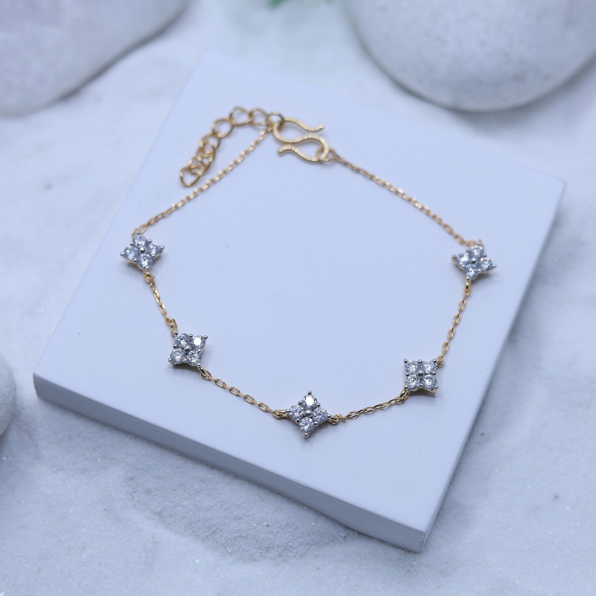 American Diamond Square Cluster Bracelet