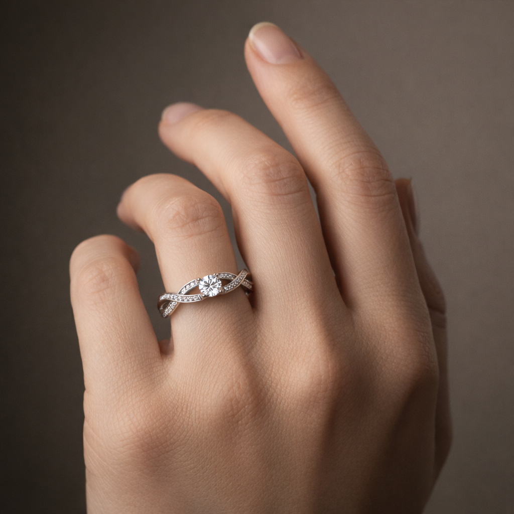 White Gold Plating Crisscross Ring