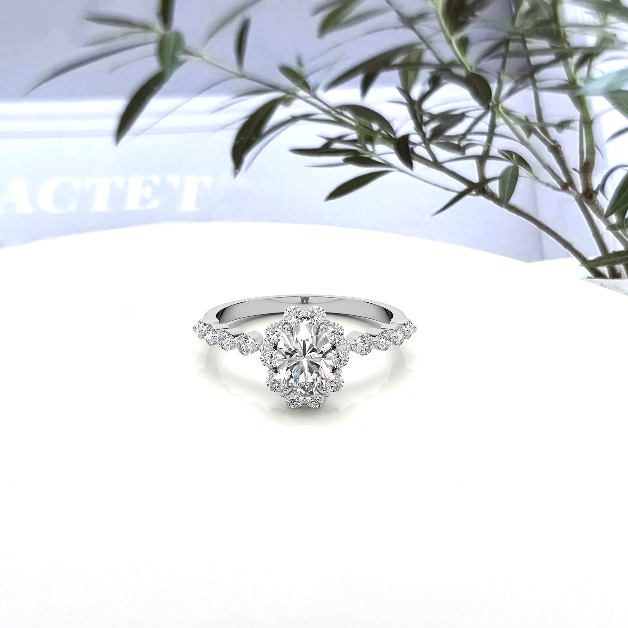 Sterling Silver Oval Halo Ring