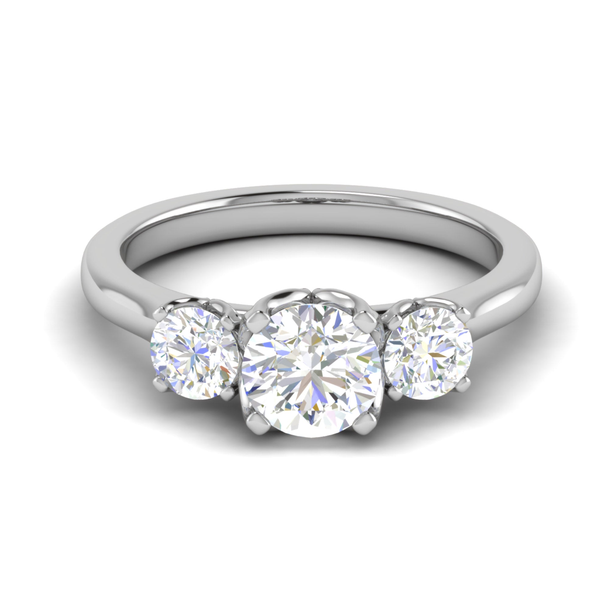 Classic Three Stone Sterling Silver Ring
