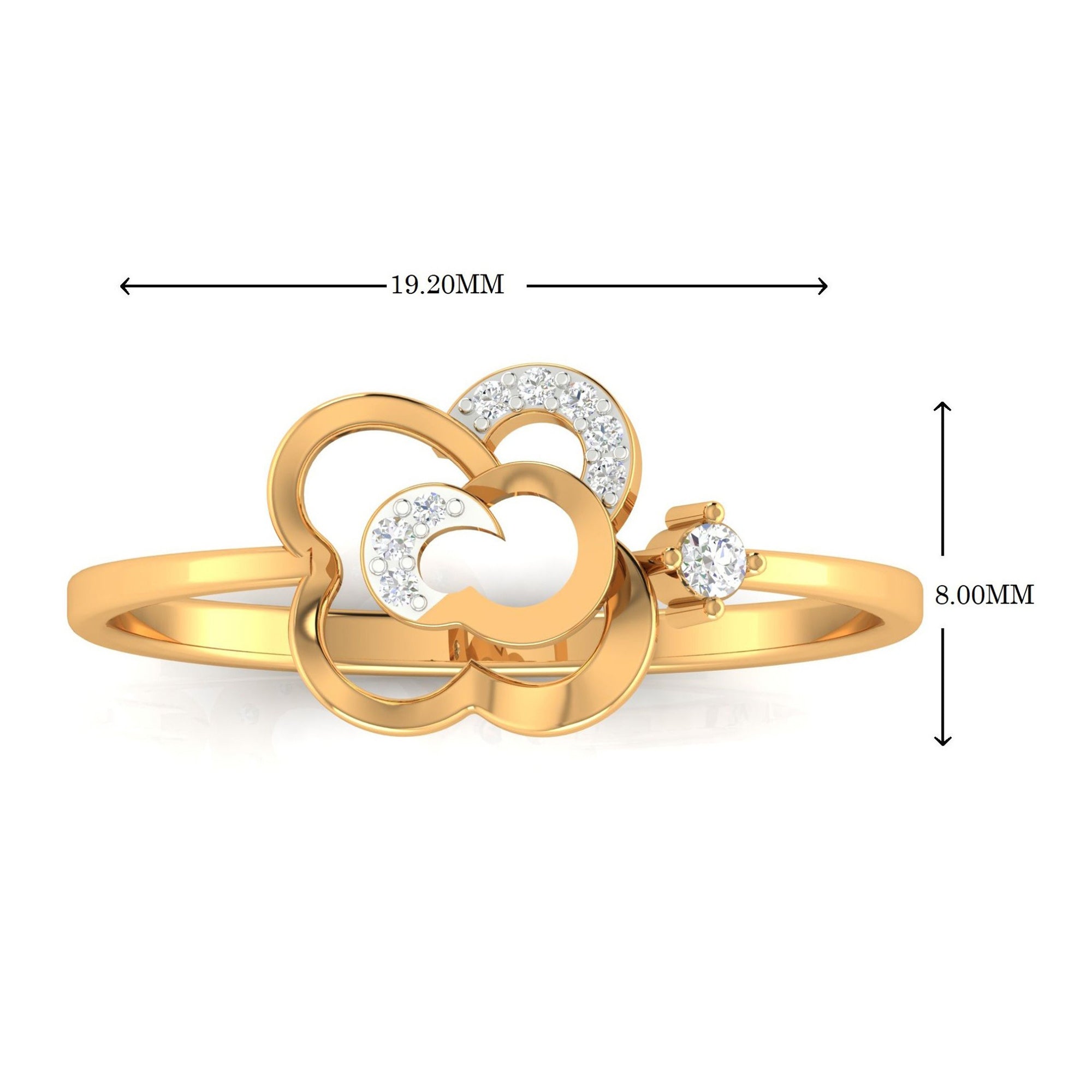 Open Floral Clover Diamond Ring