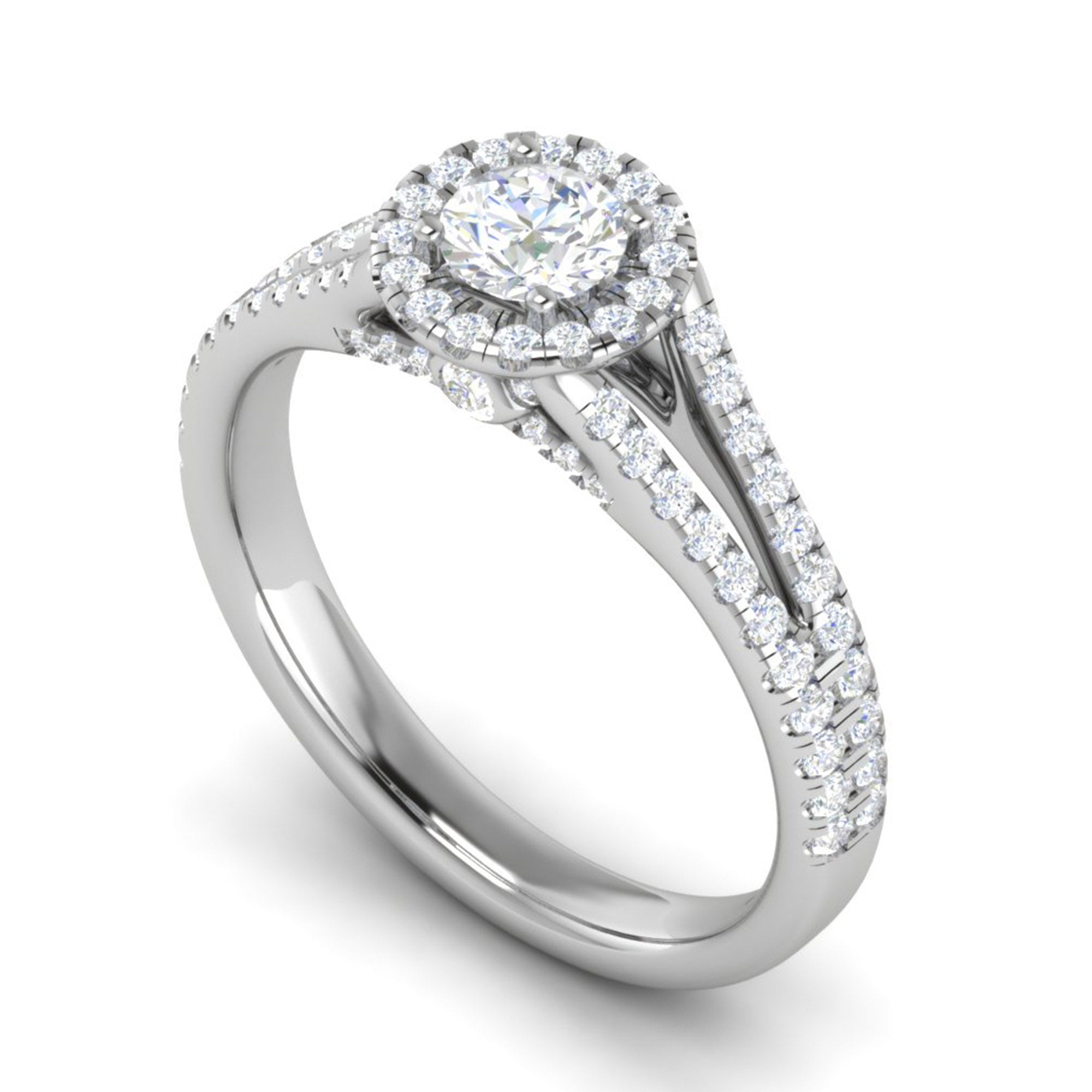 Split Shank Halo Engagement Ring