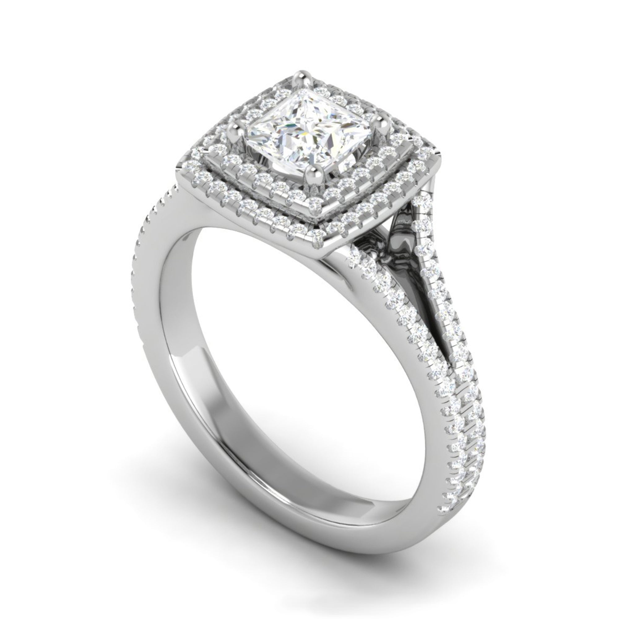 Split Shank Halo Engagement Ring