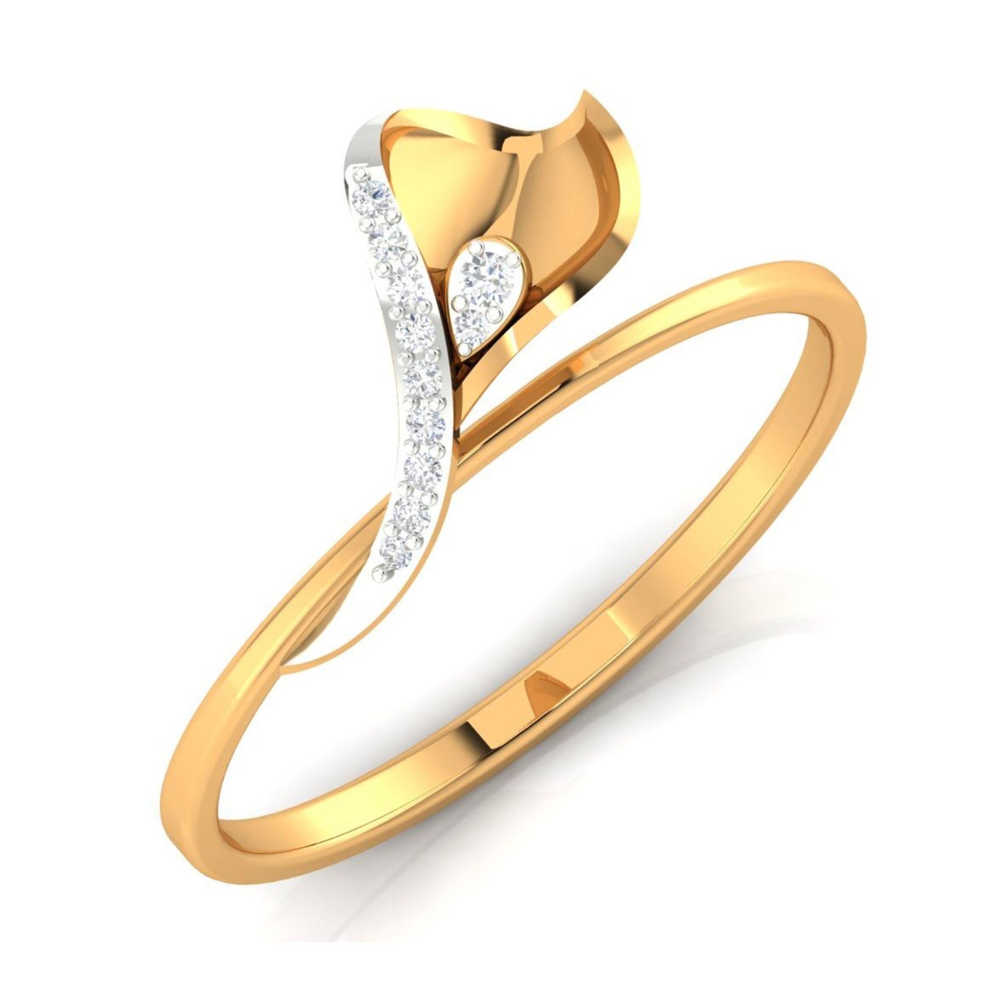 Gold Plated Curved Diamond Leaf Ring