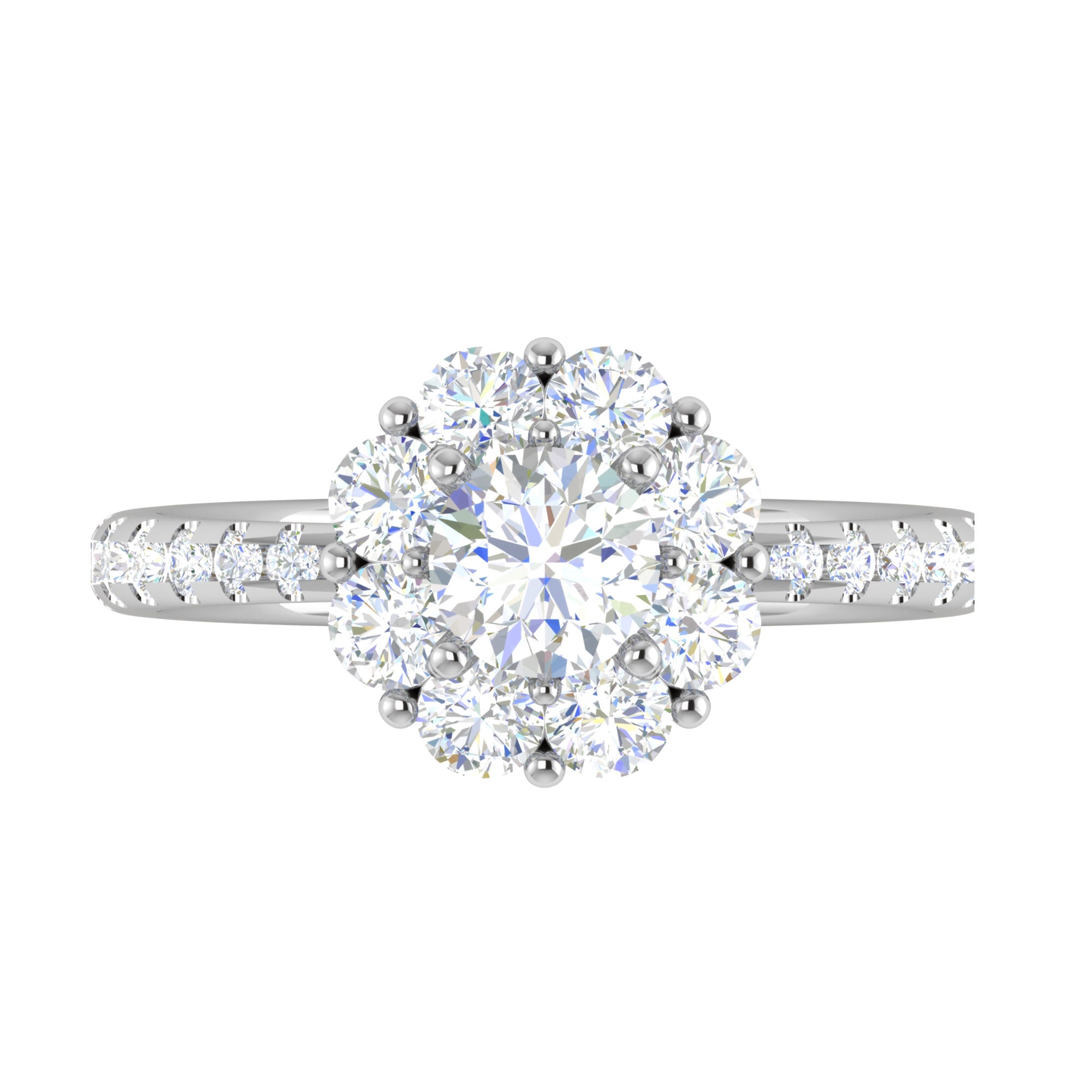 Classic Floral Halo Diamond Ring