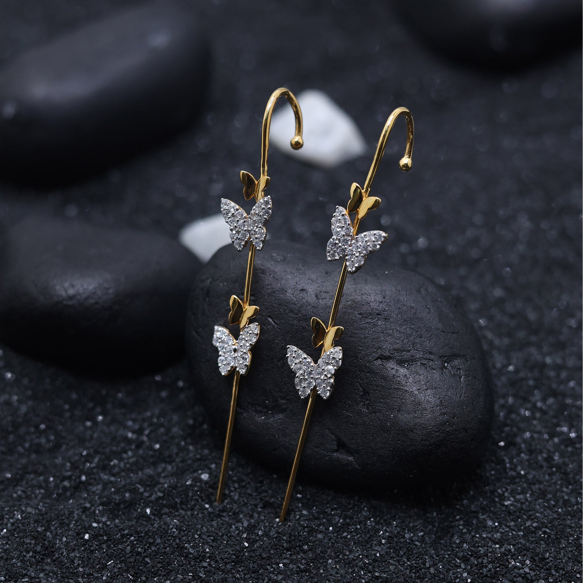 Dainty Butterfly Ear Climber Earrings