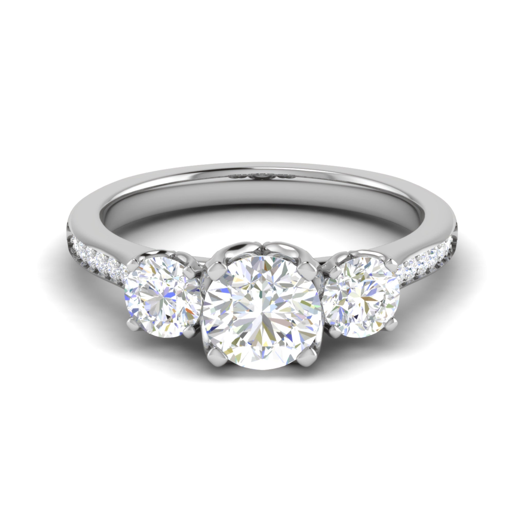 Elegant Trilogy Round Stone Ring