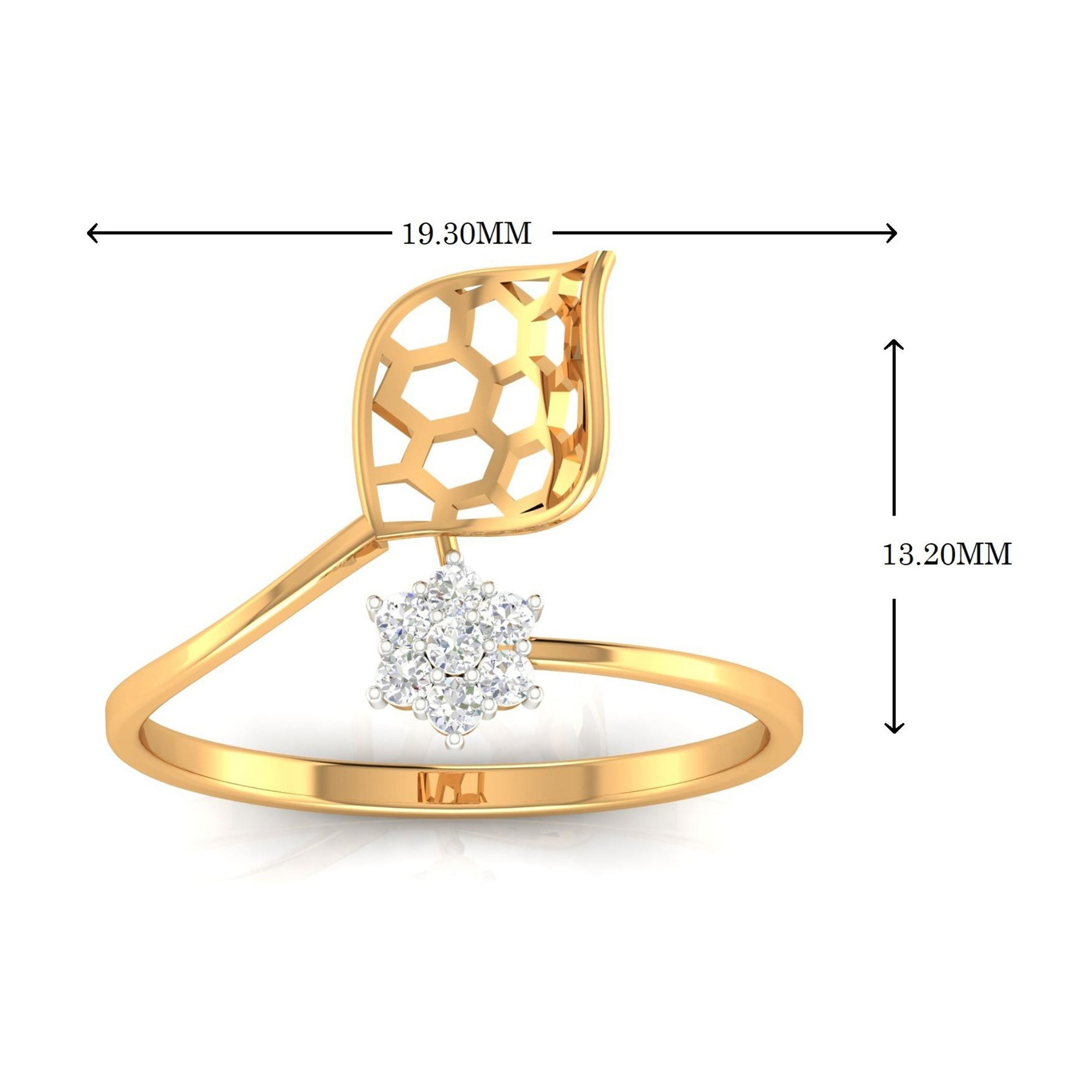 Honeycomb Floral Leaf Ring