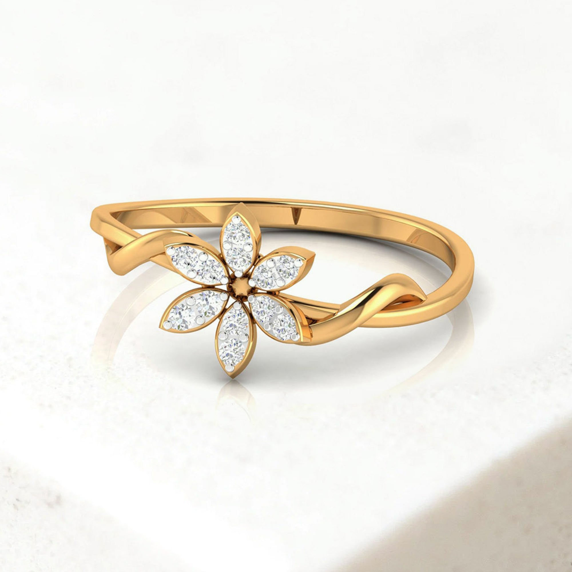 Elegant Six Petal Flower Ring