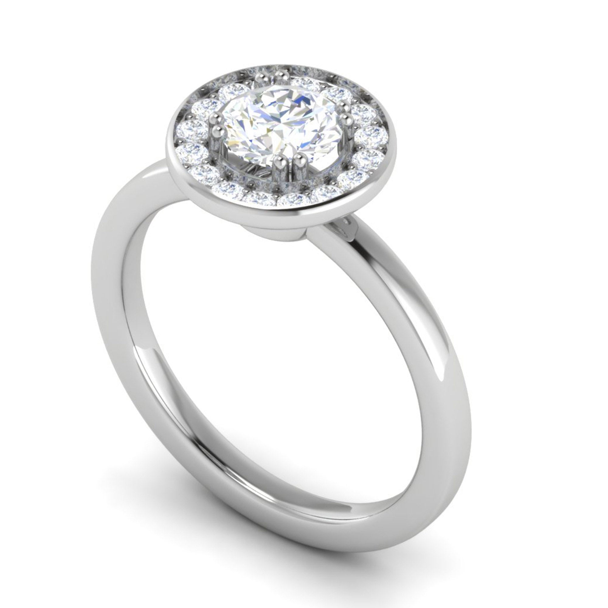 Adjustable Halo Solitaire Ring