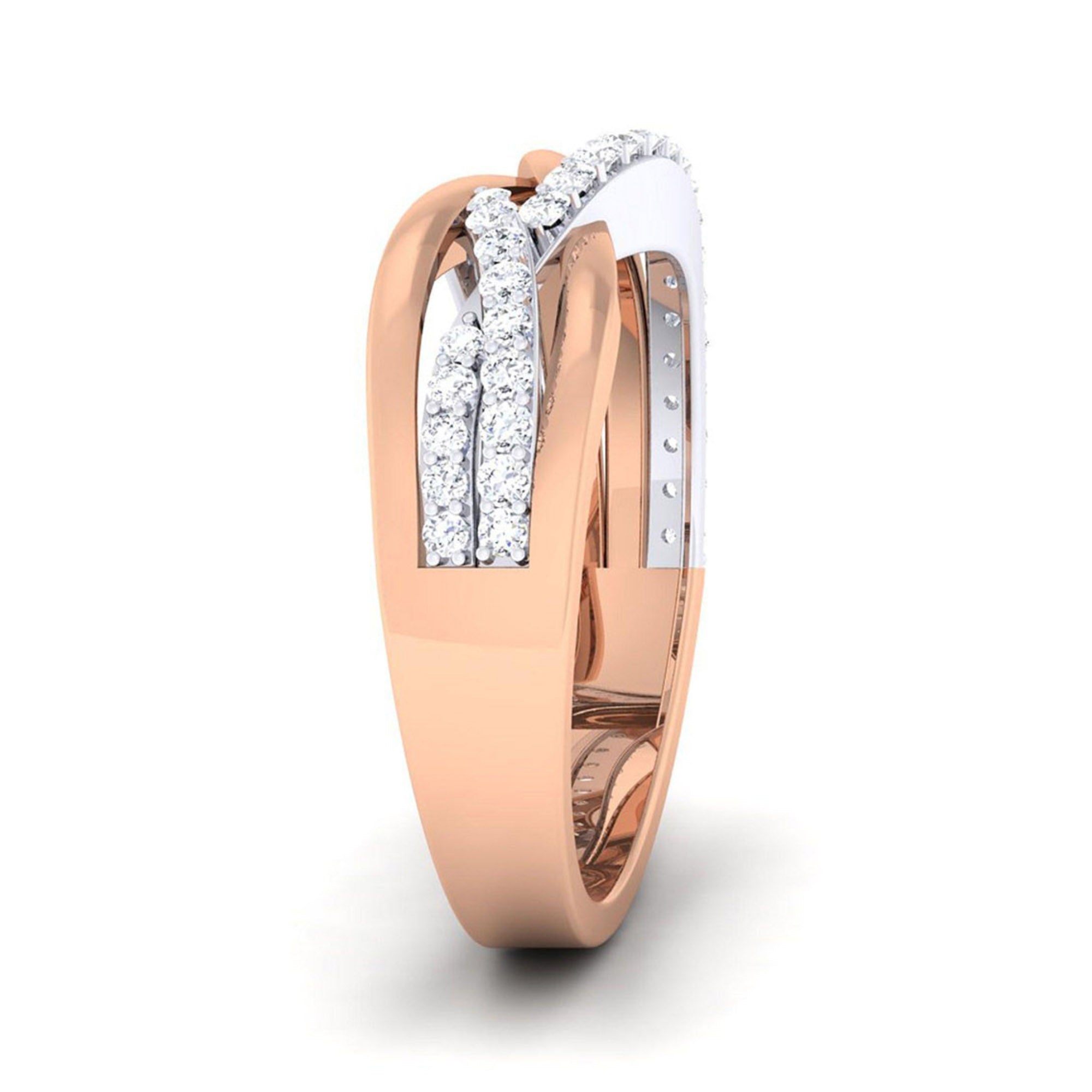 Overlapping Band Ring with Diamonds