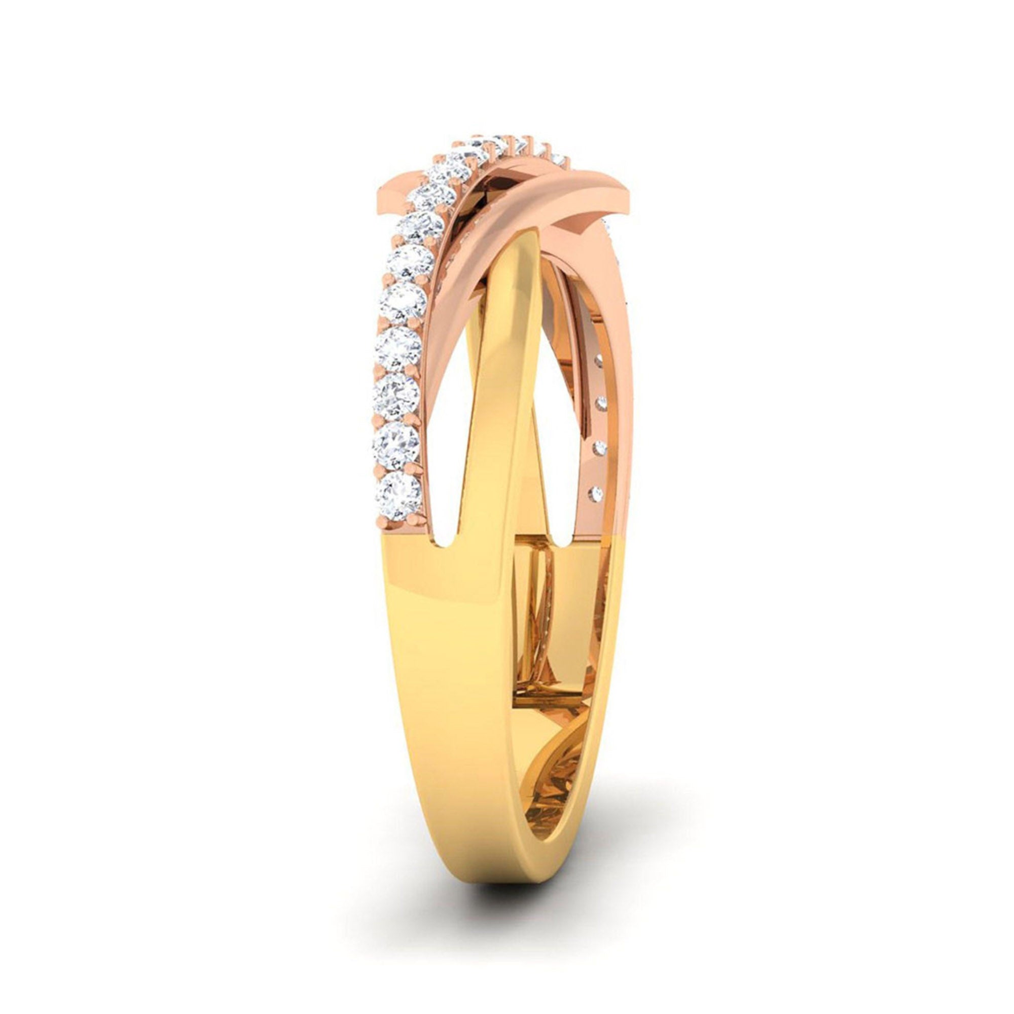 Two Tone Diamond Crossover Ring