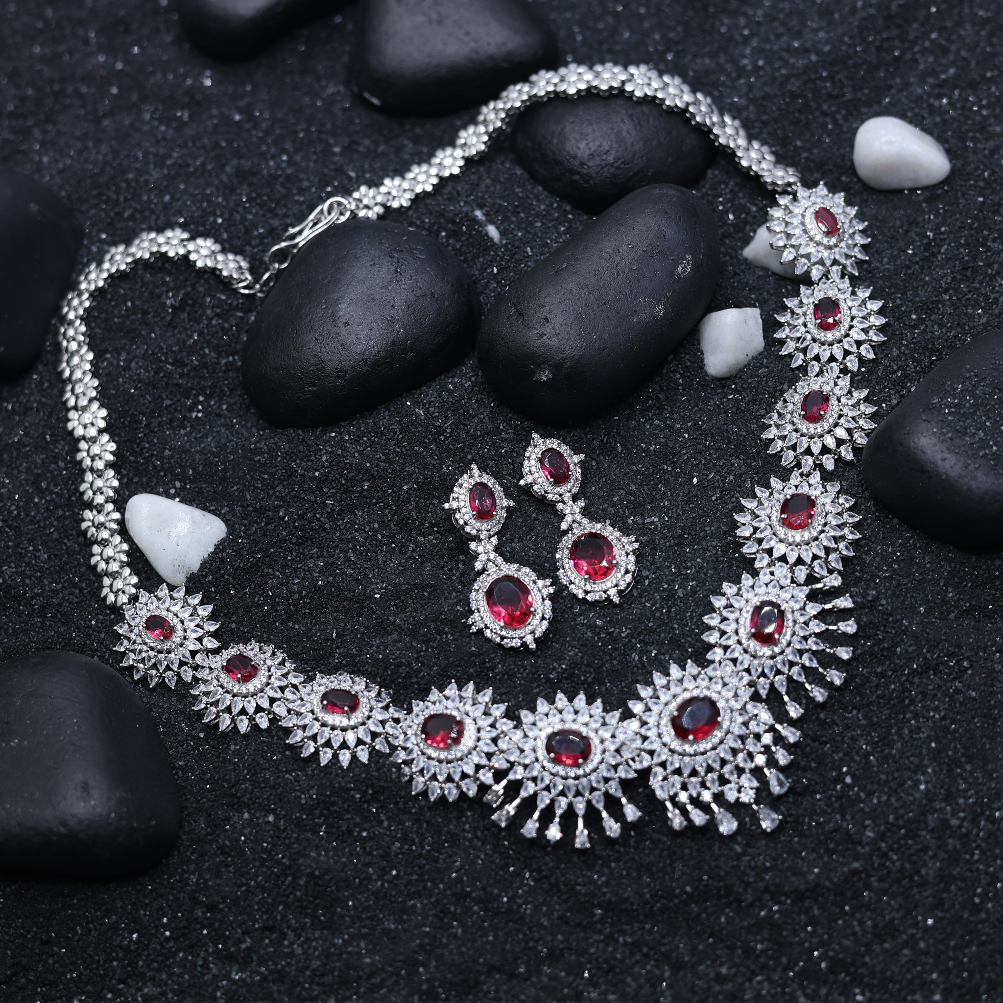 Royal Bridal Ruby Necklace Set