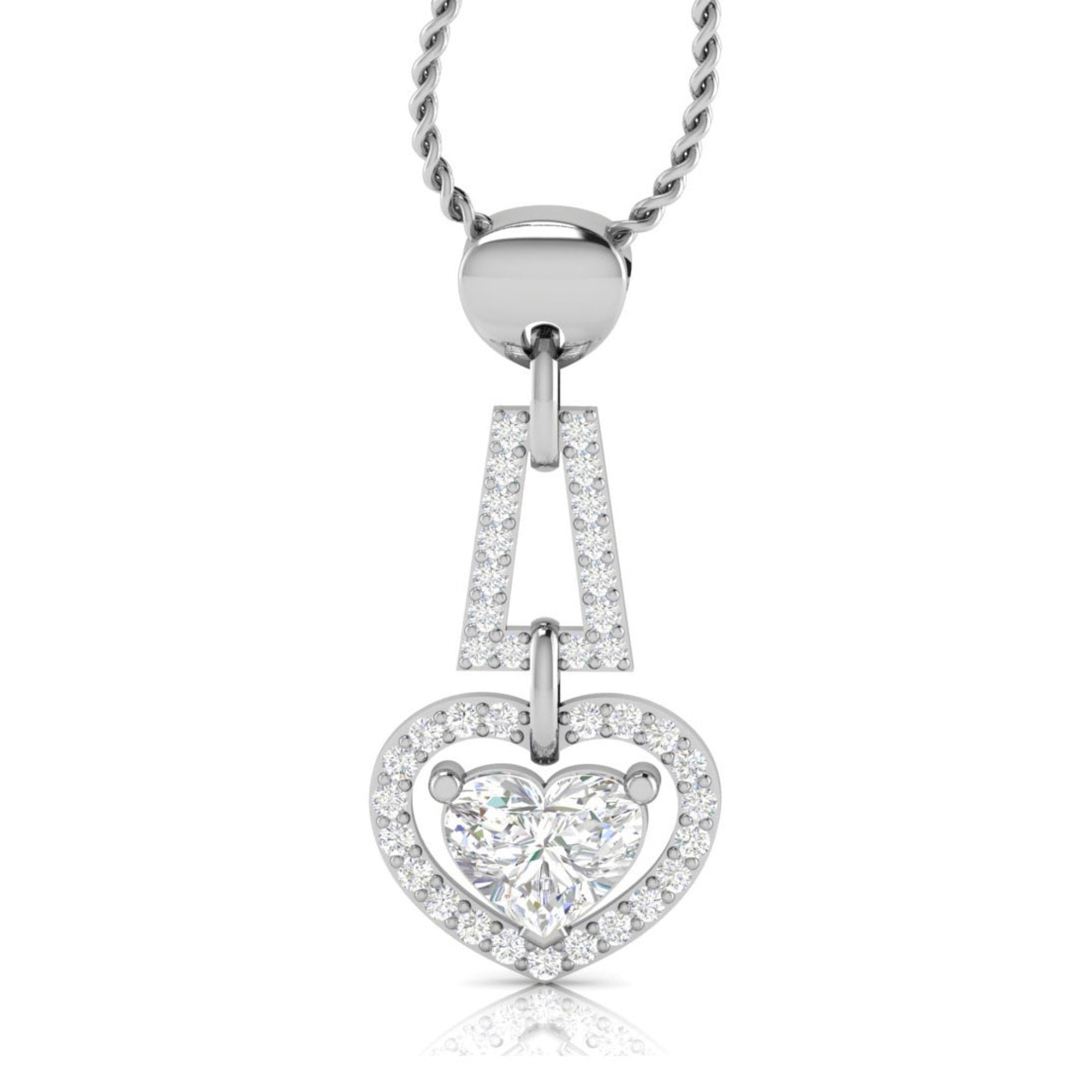 White Gold Dual Heart Pendant