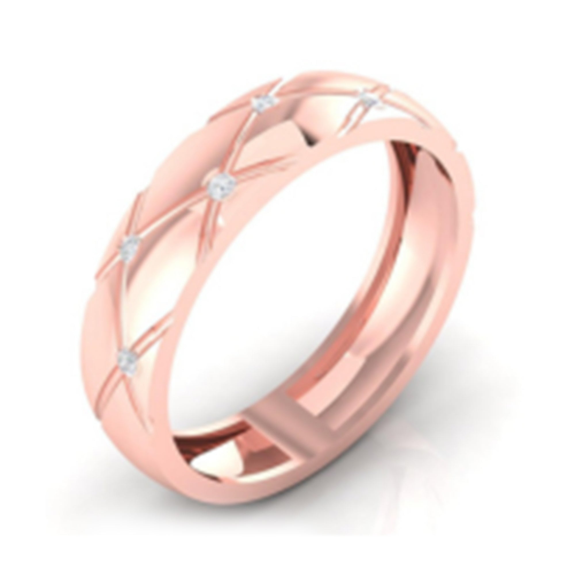 Rose Gold Diamond Band for Couple