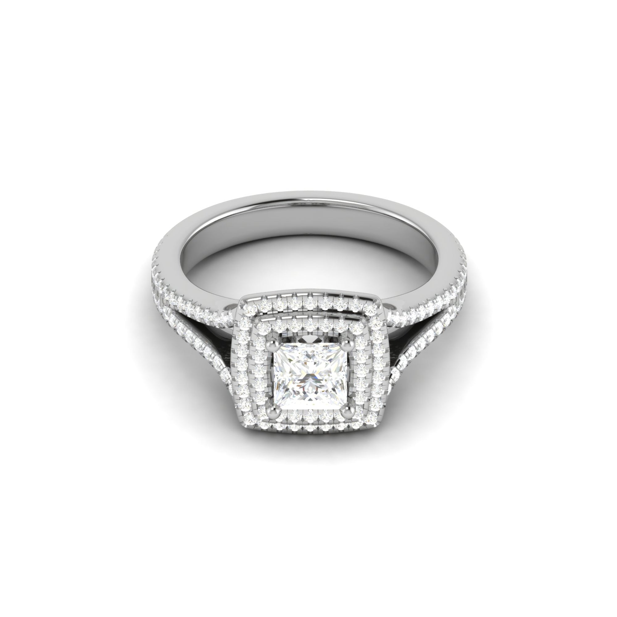 Split Shank Halo Engagement Ring