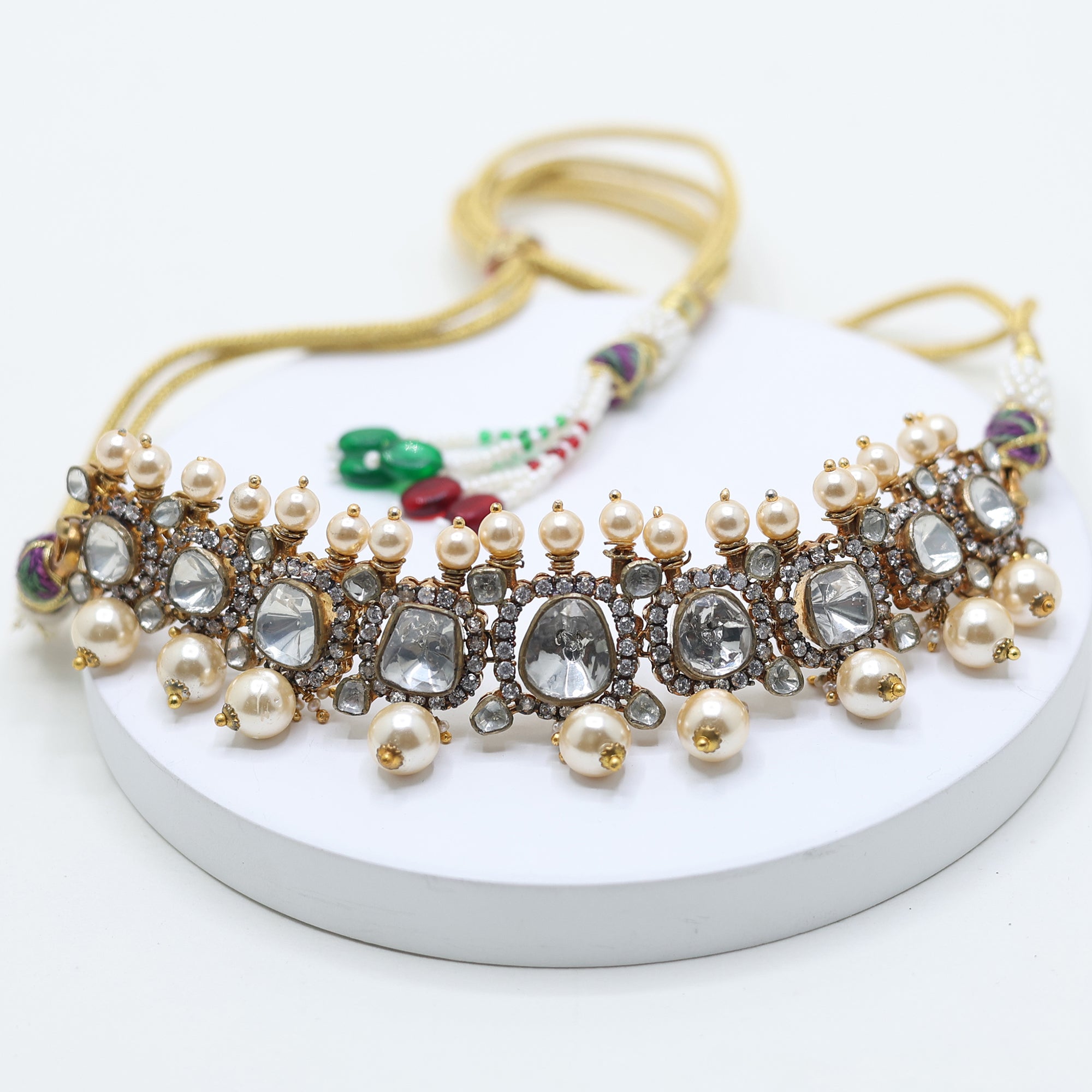 Elegant Polki Pearl Choker Necklace
