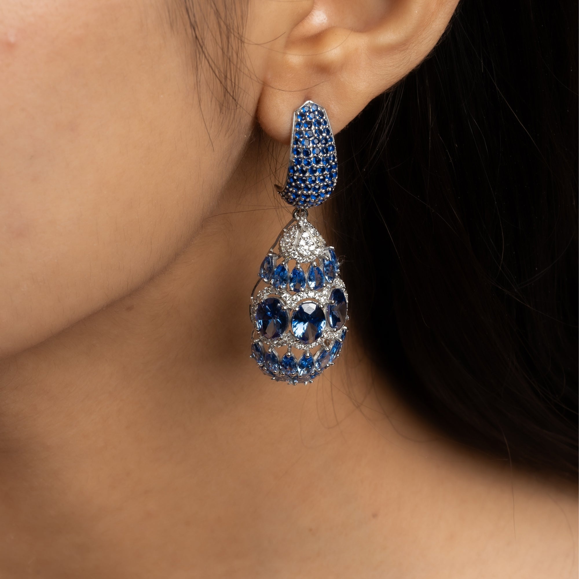 Blue Sapphire dangle Earrings