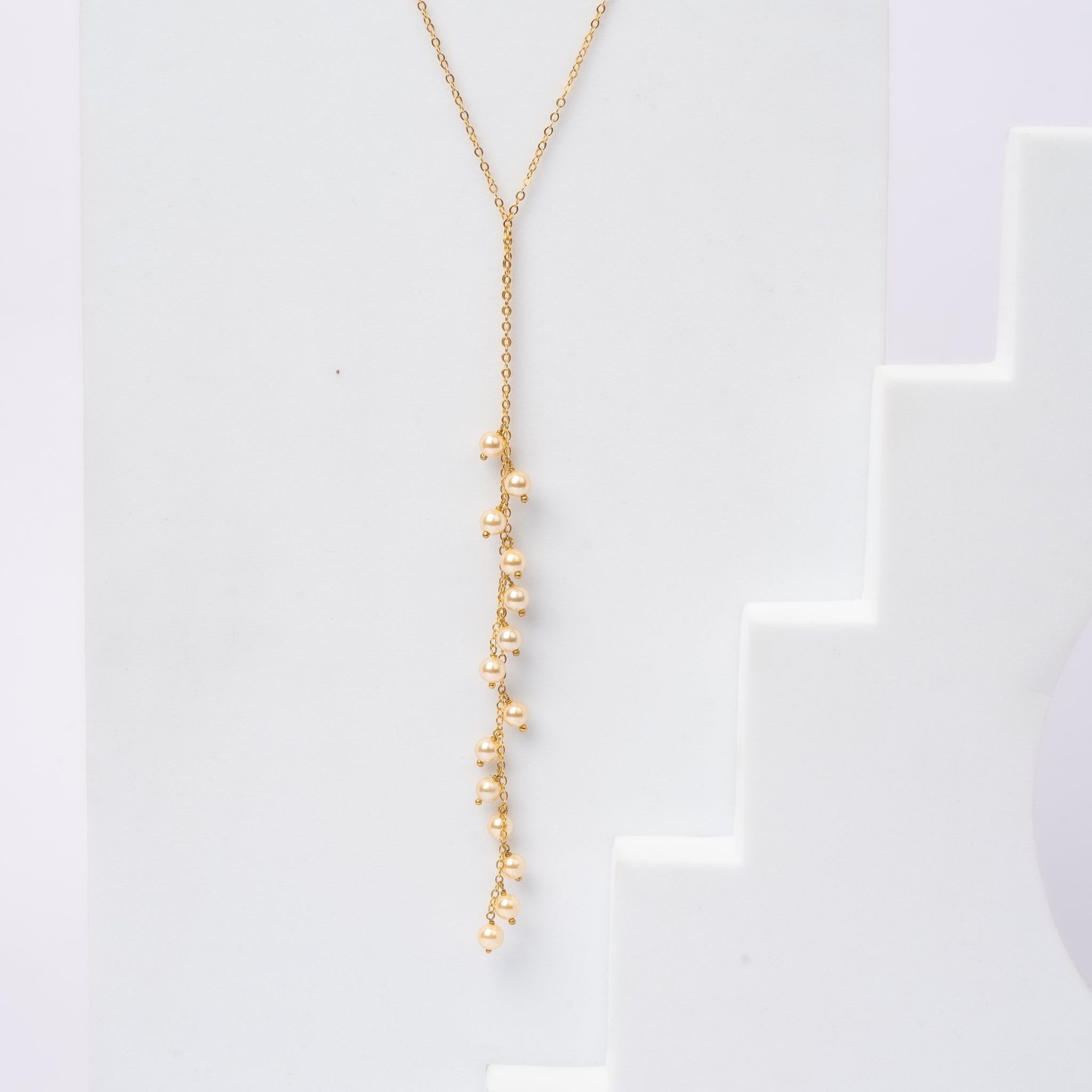 Delicate Pearl Drop Lariat Necklace