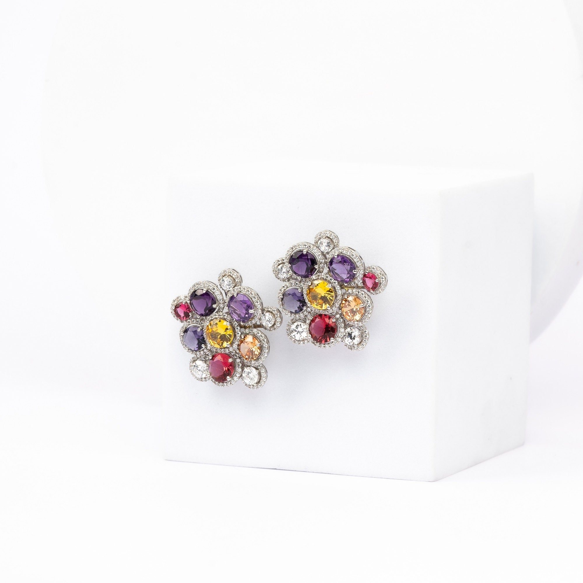 Celestial Bloom Multicolor Floral Stud Earrings