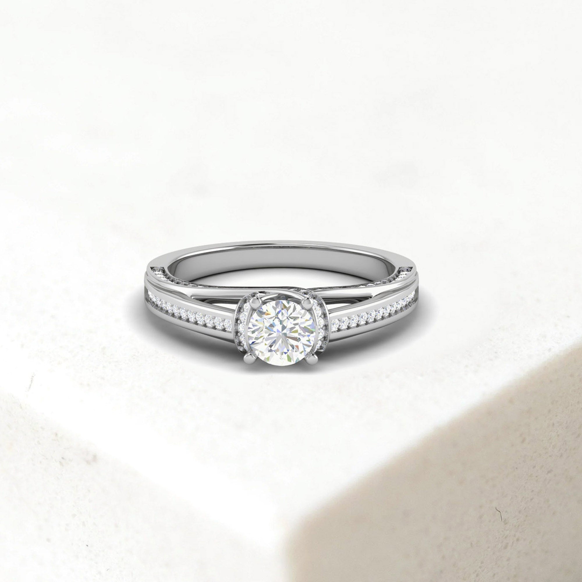 Split Shank Solitaire Diamond Ring