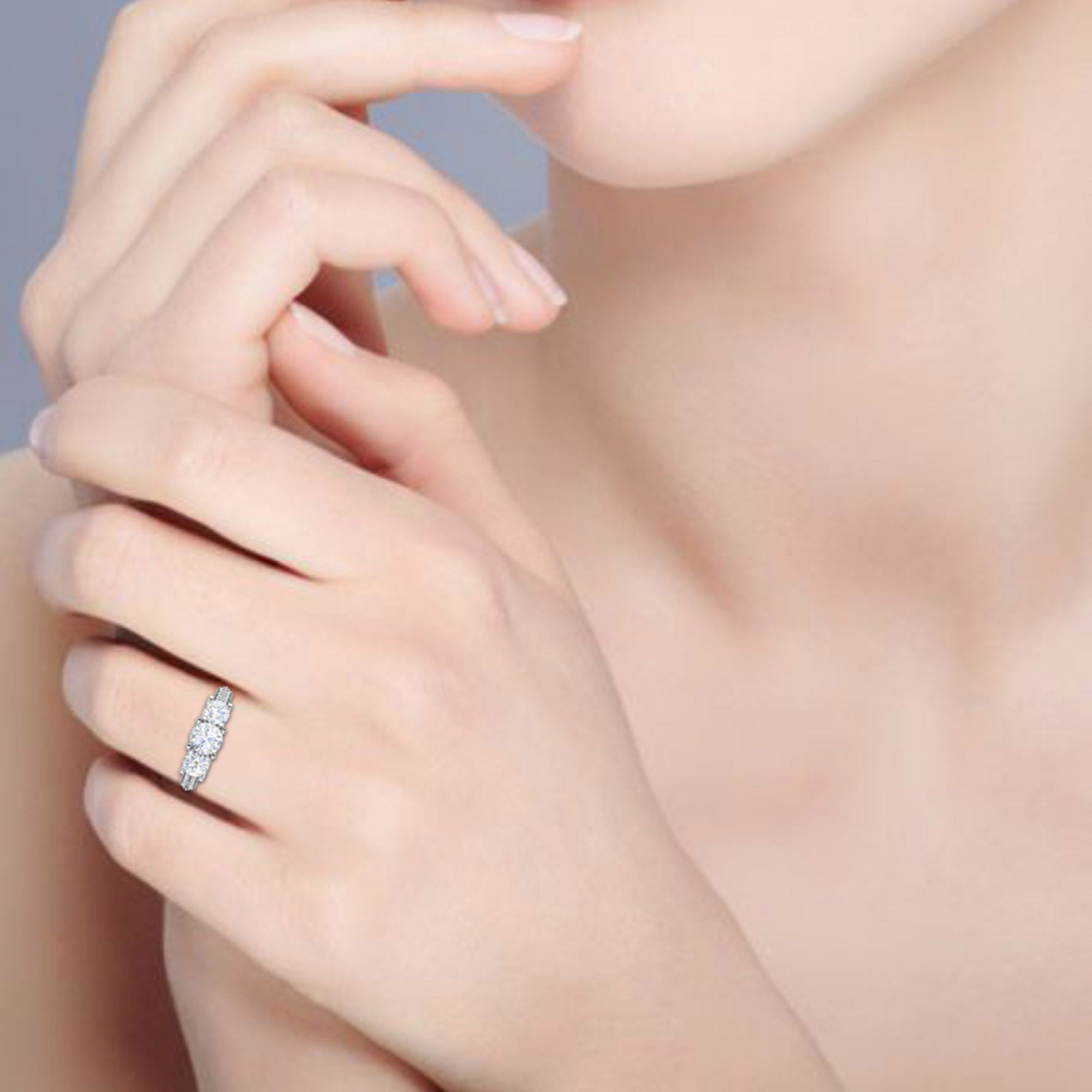 Three Stone Silver Ring