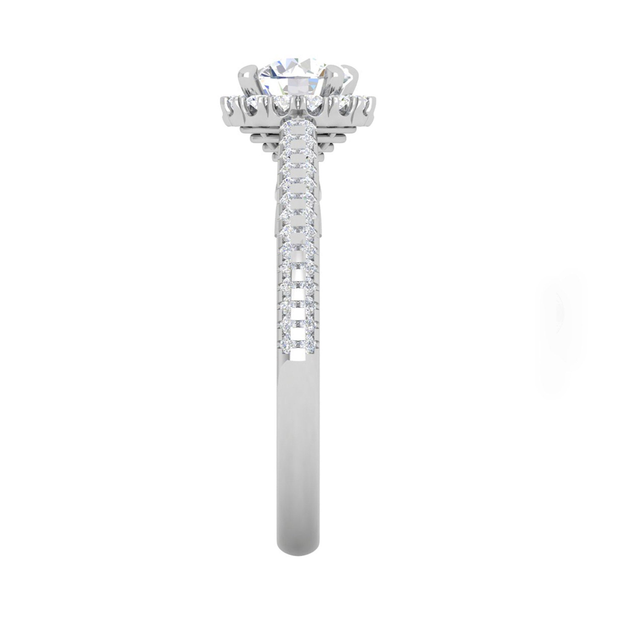 White Gold Plated Round Halo Ring