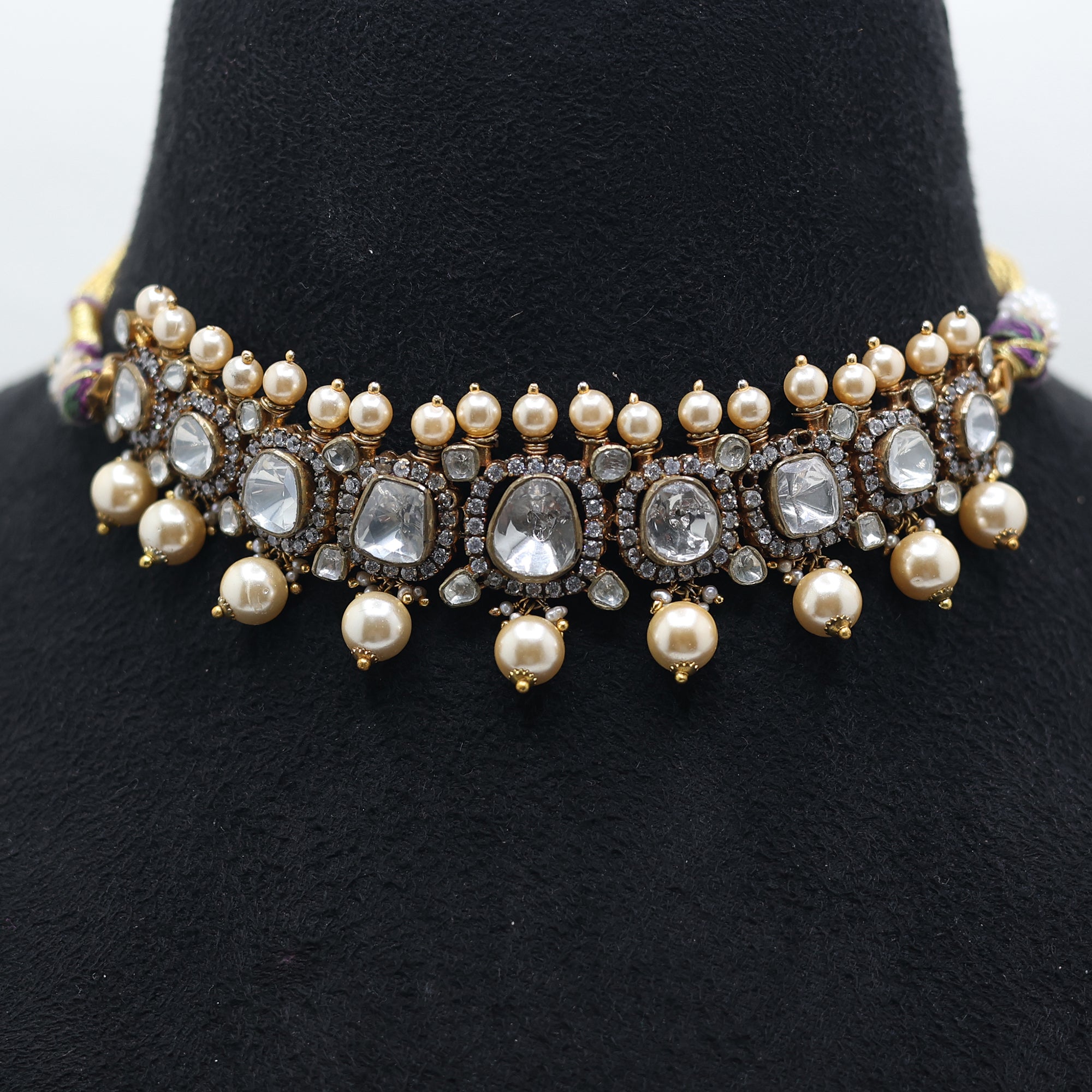 Elegant Polki Pearl Choker Necklace