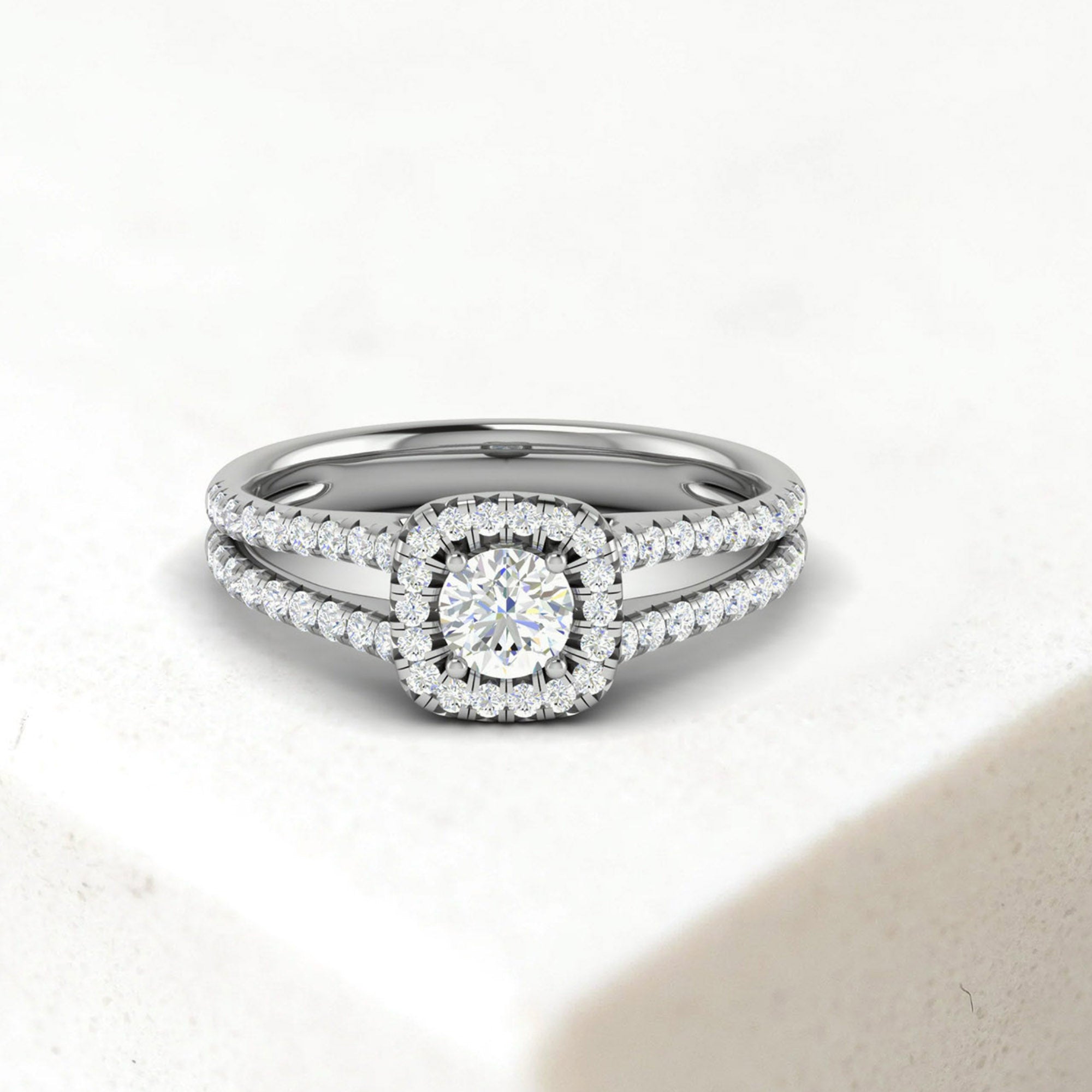 Cushion Halo Split Shank Ring