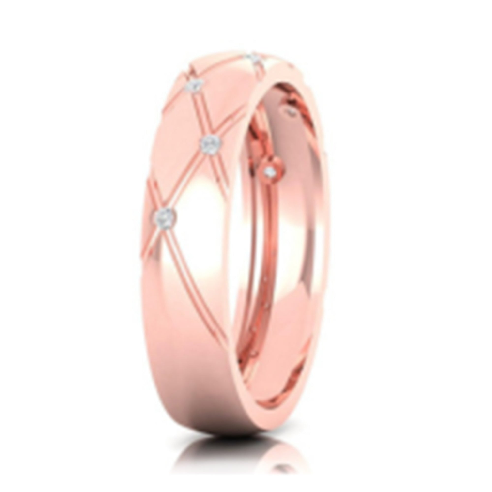 Rose Gold Diamond Band for Couple
