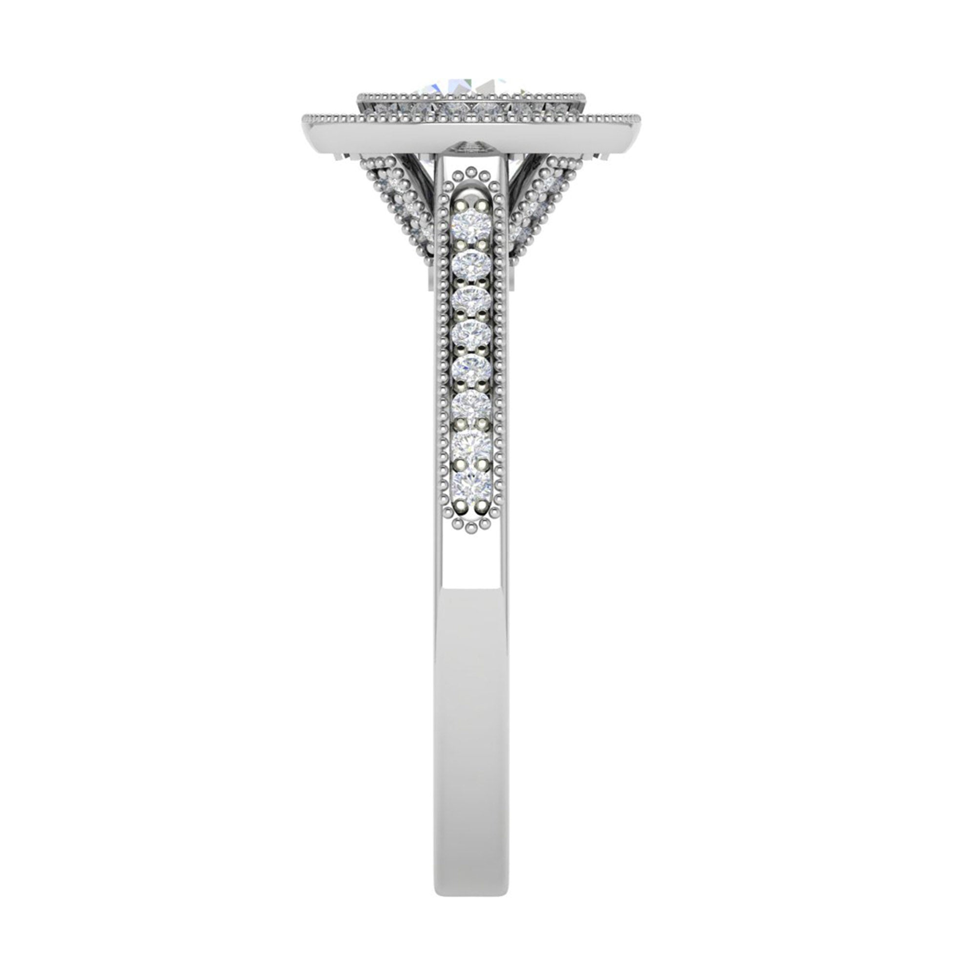 Elegant Milgrain Halo Solitaire Ring