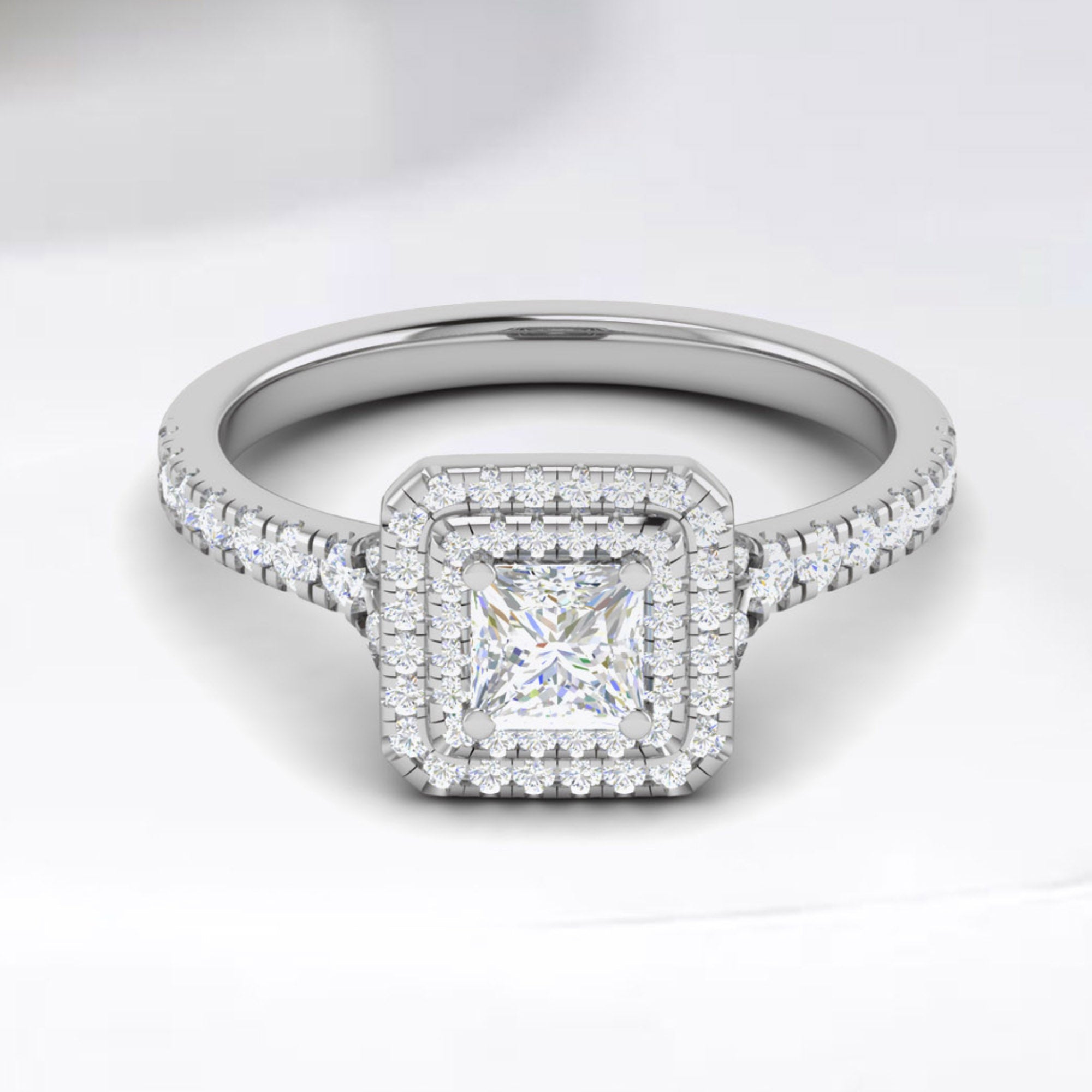 Princess Cut Halo Diamond Ring