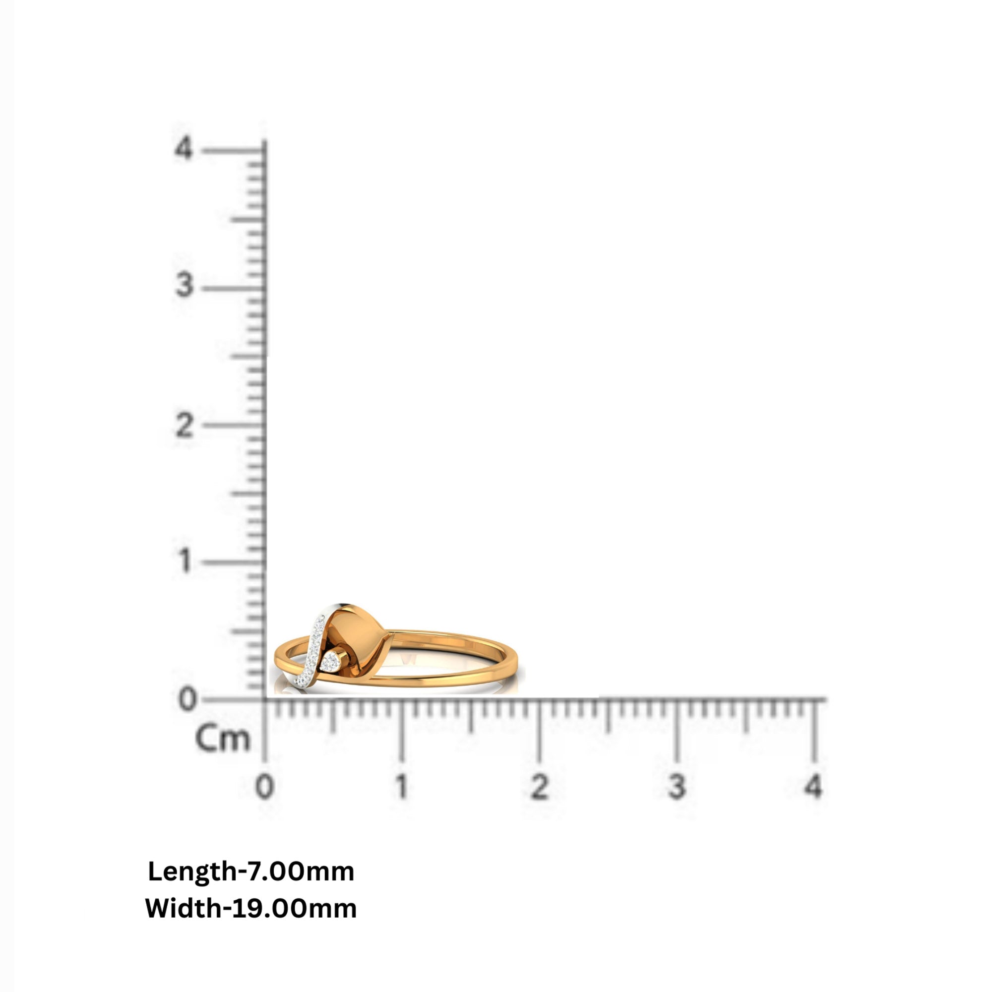Gold Plated Curved Diamond Leaf Ring