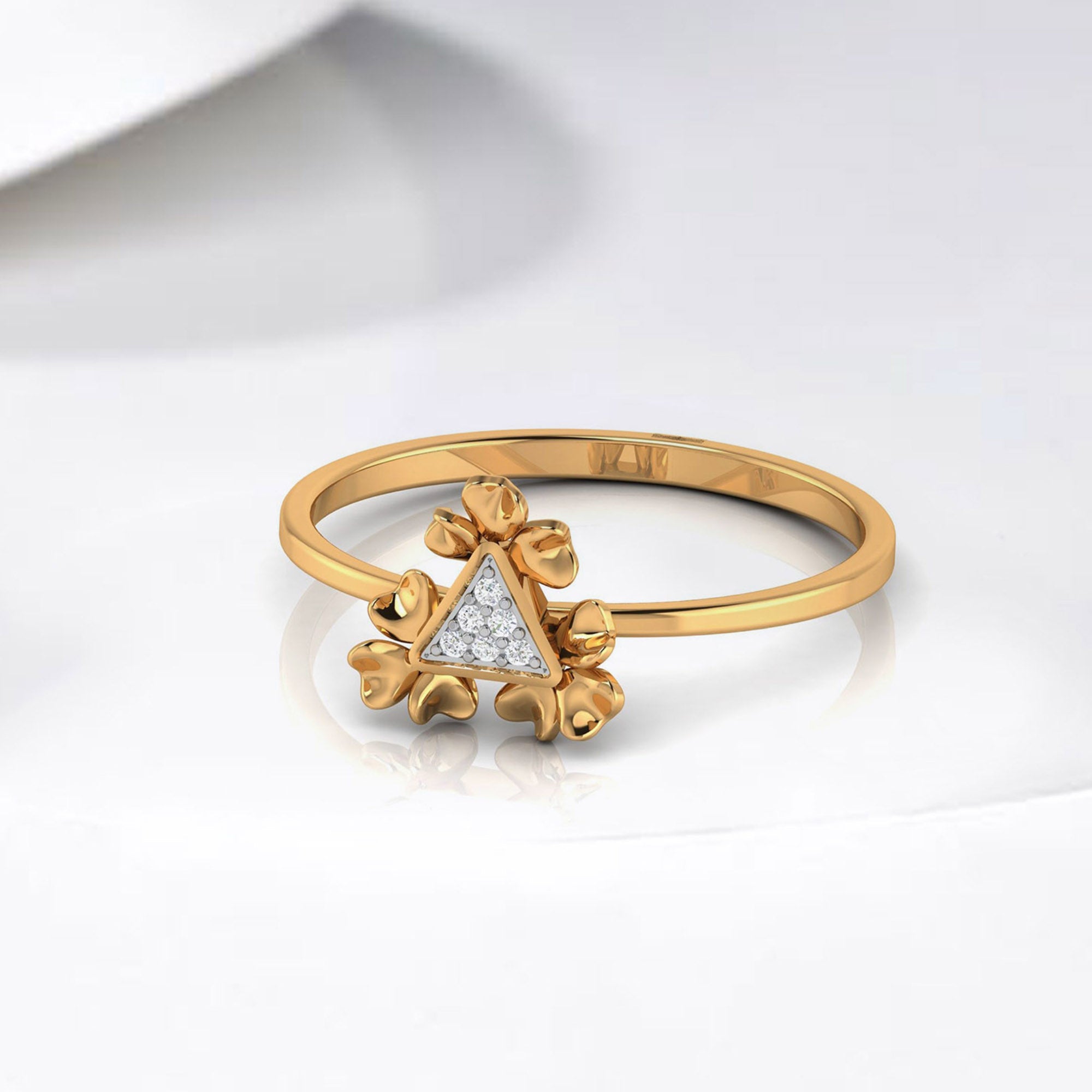 Triangle Diamond Cluster Floral Ring