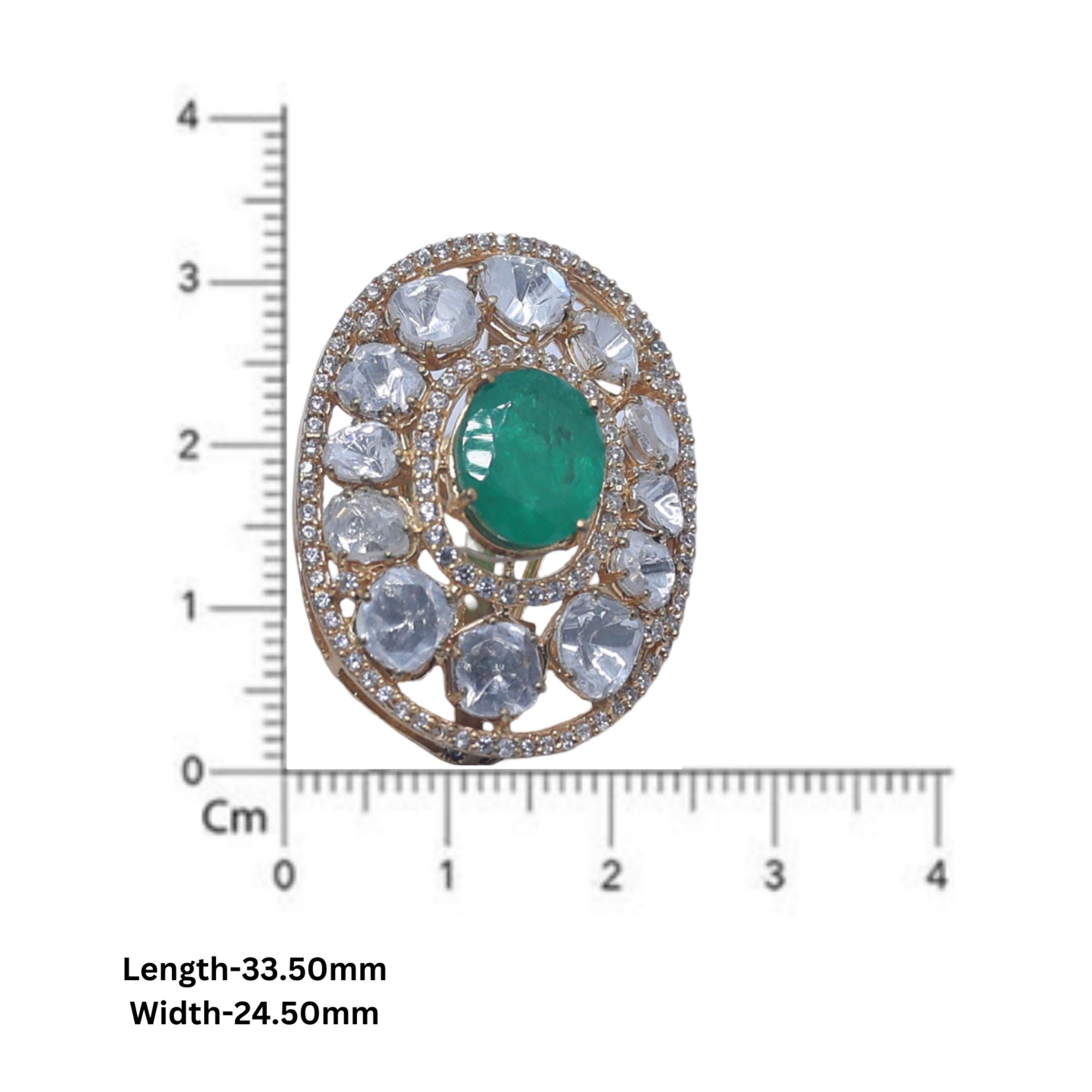 Oval Polki Emerald Cocktail Ring