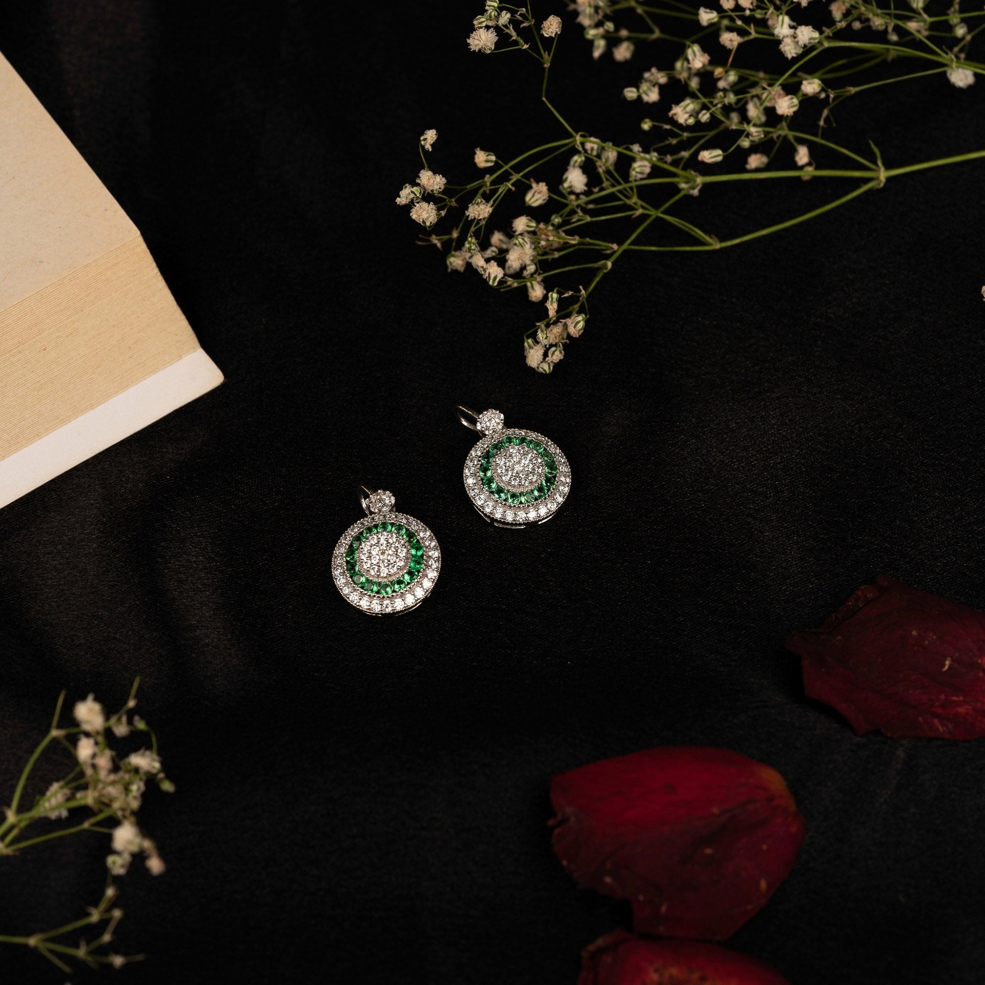 Emerald Halo Drop Earring