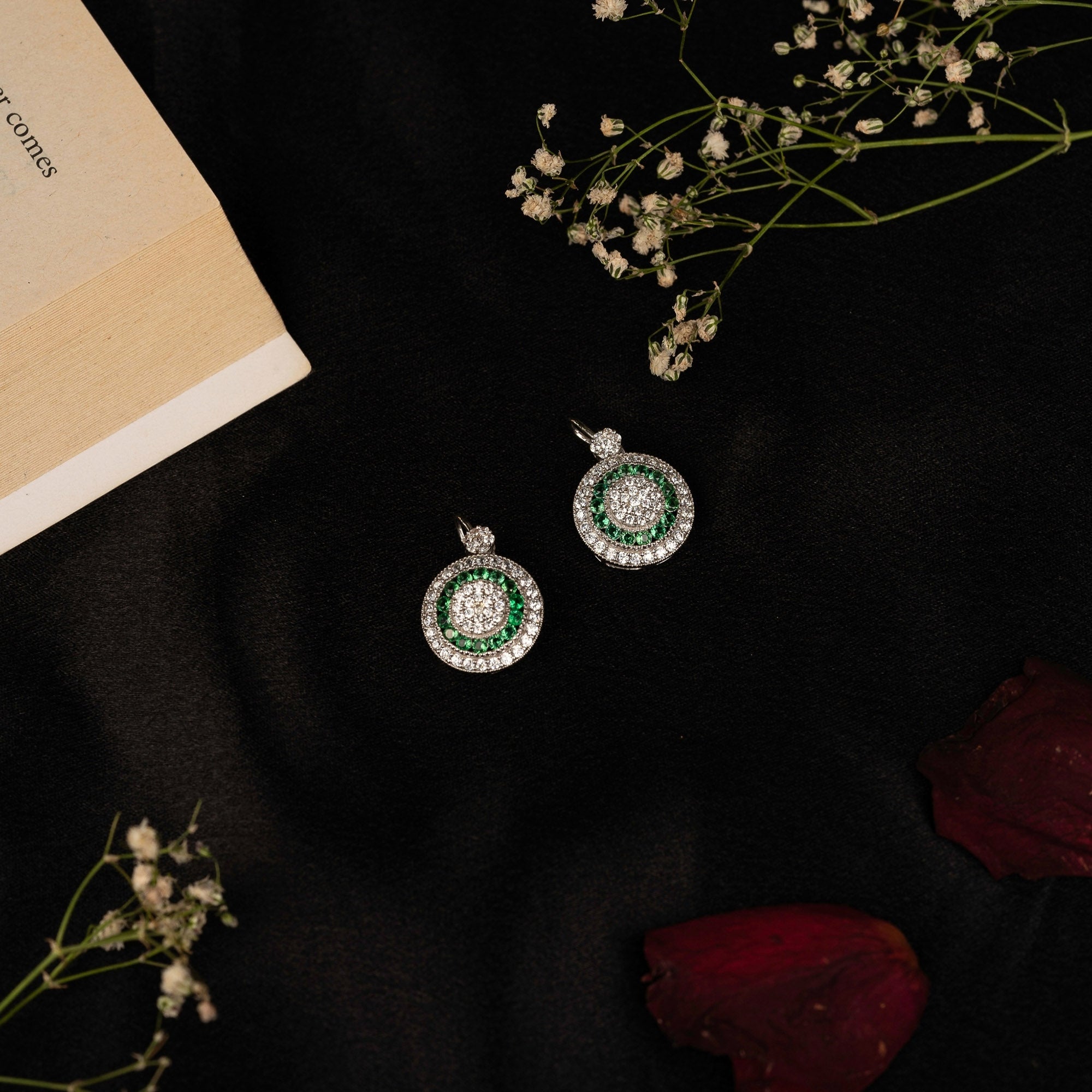 Emerald Halo Drop Earring